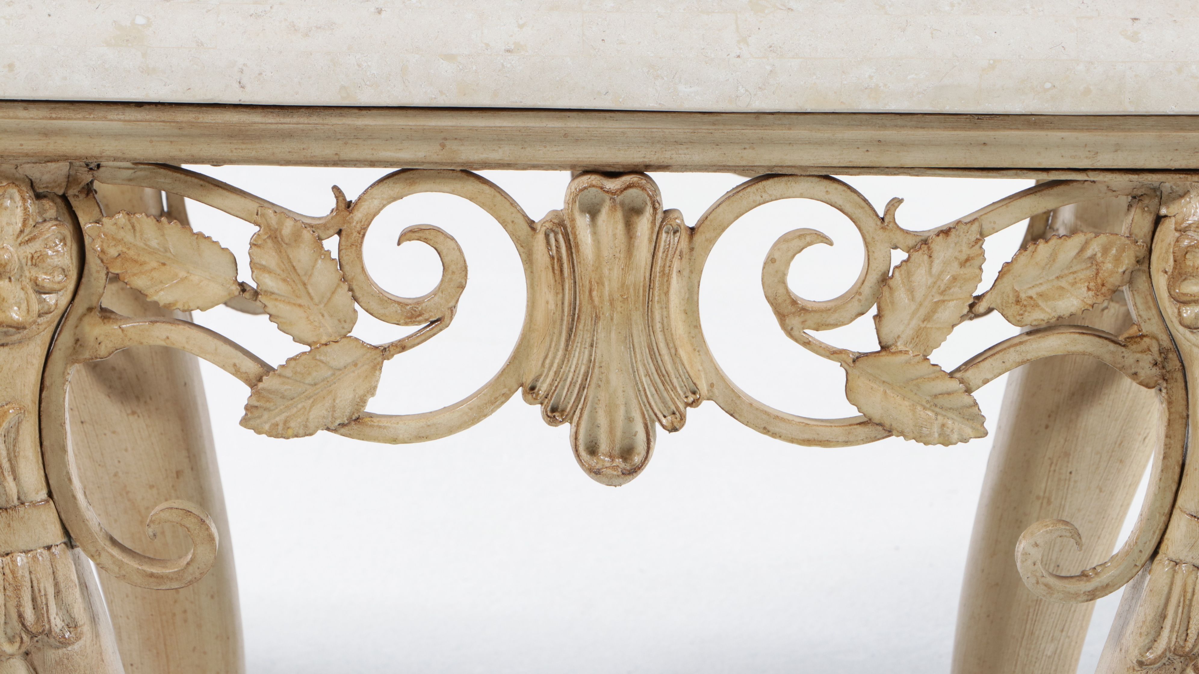 Louis XV Style Painted Wood and Marble Side Table, Late 20th Century