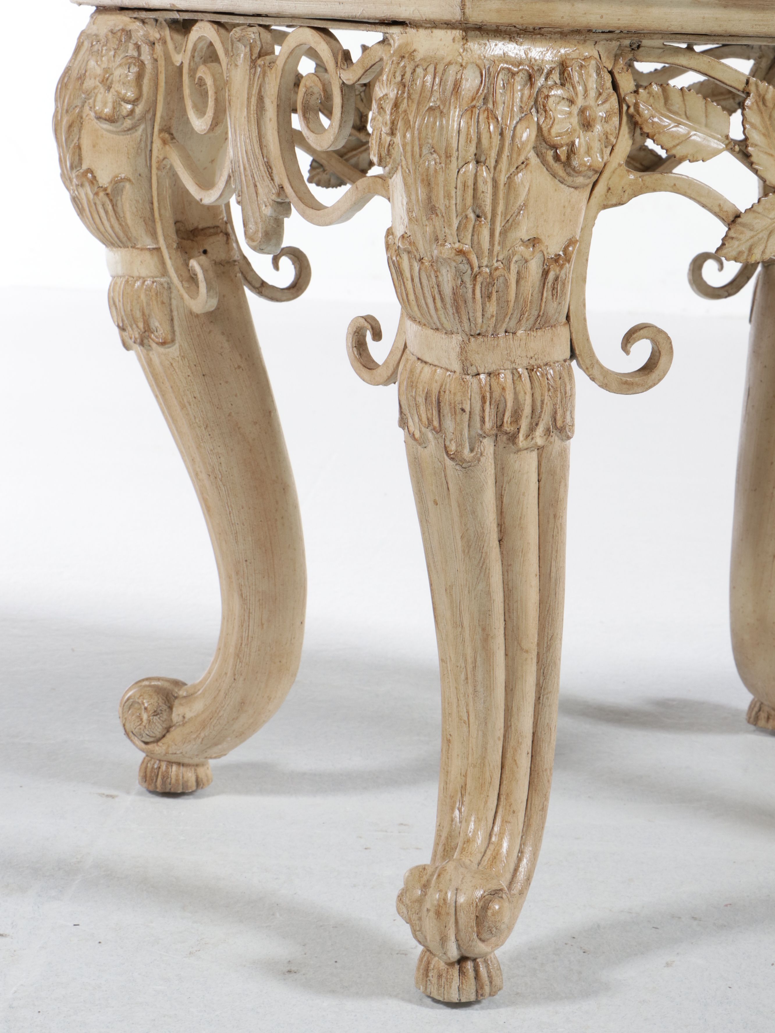 Louis XV Style Painted Wood and Marble Side Table, Late 20th Century