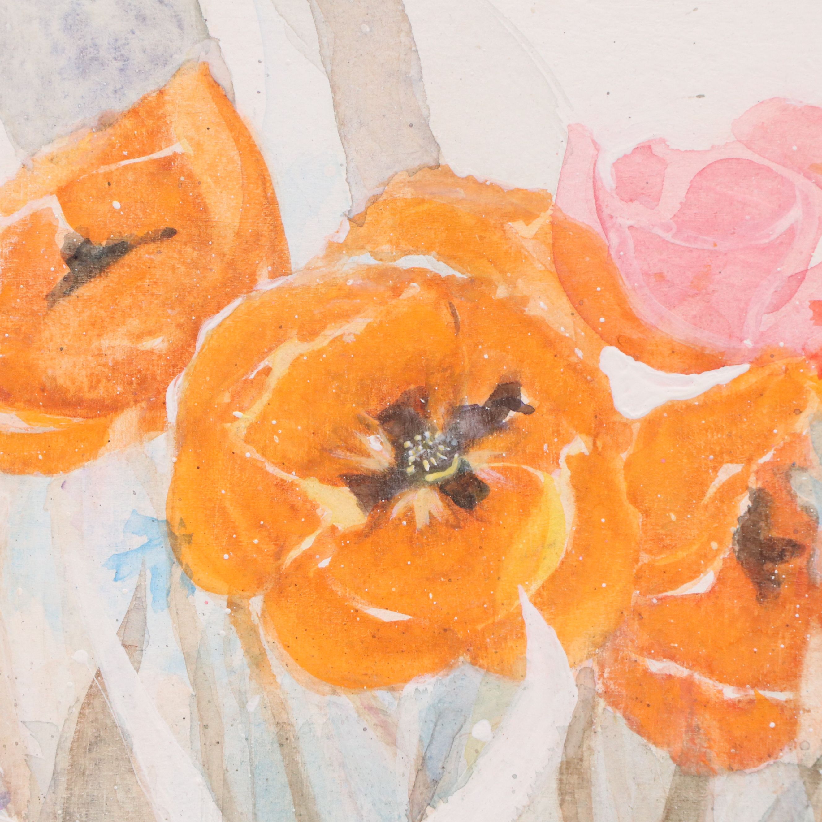 Joy Shott Watercolor Painting "Landscape with Iris & Poppies"