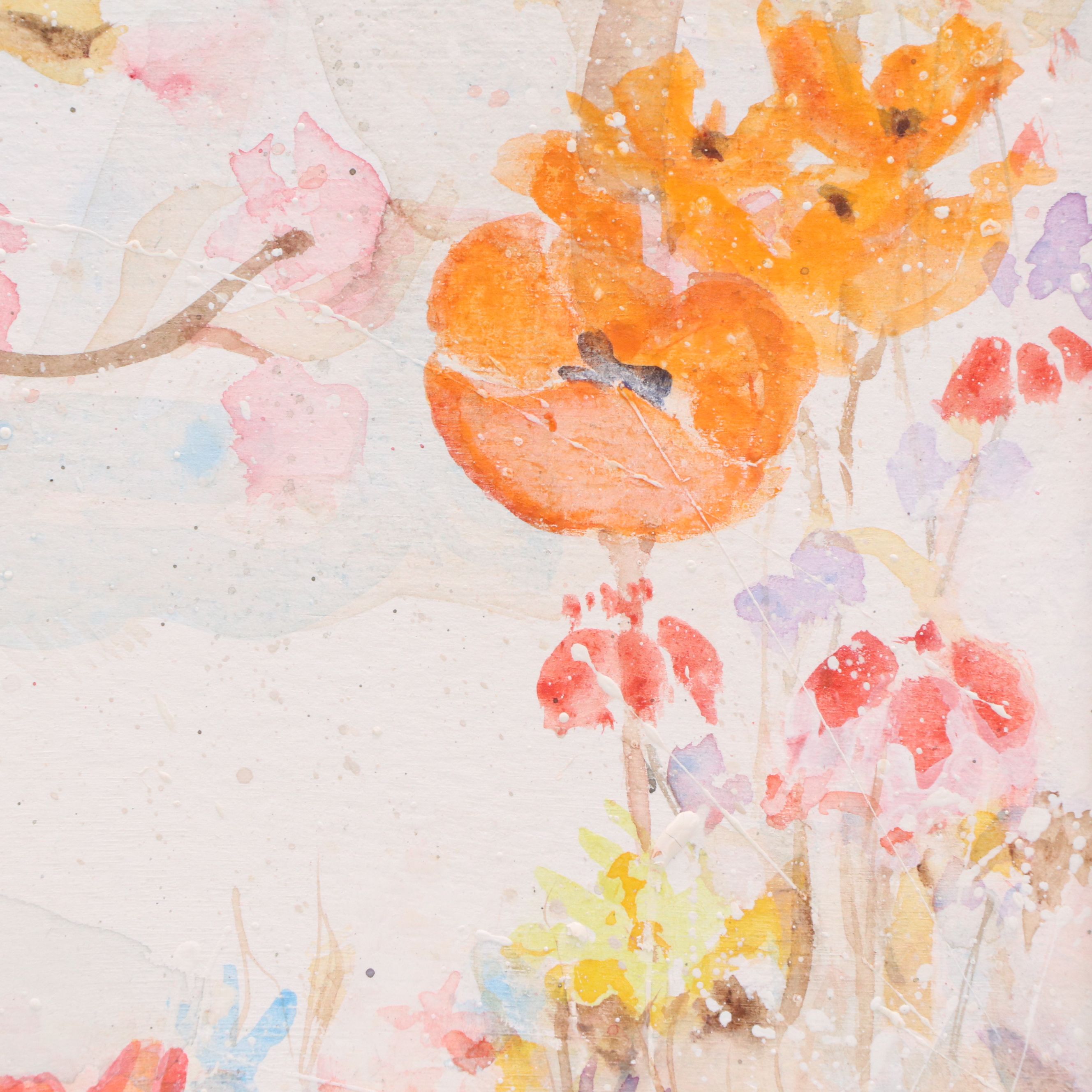 Joy Shott Watercolor Painting "Landscape with Iris & Poppies"