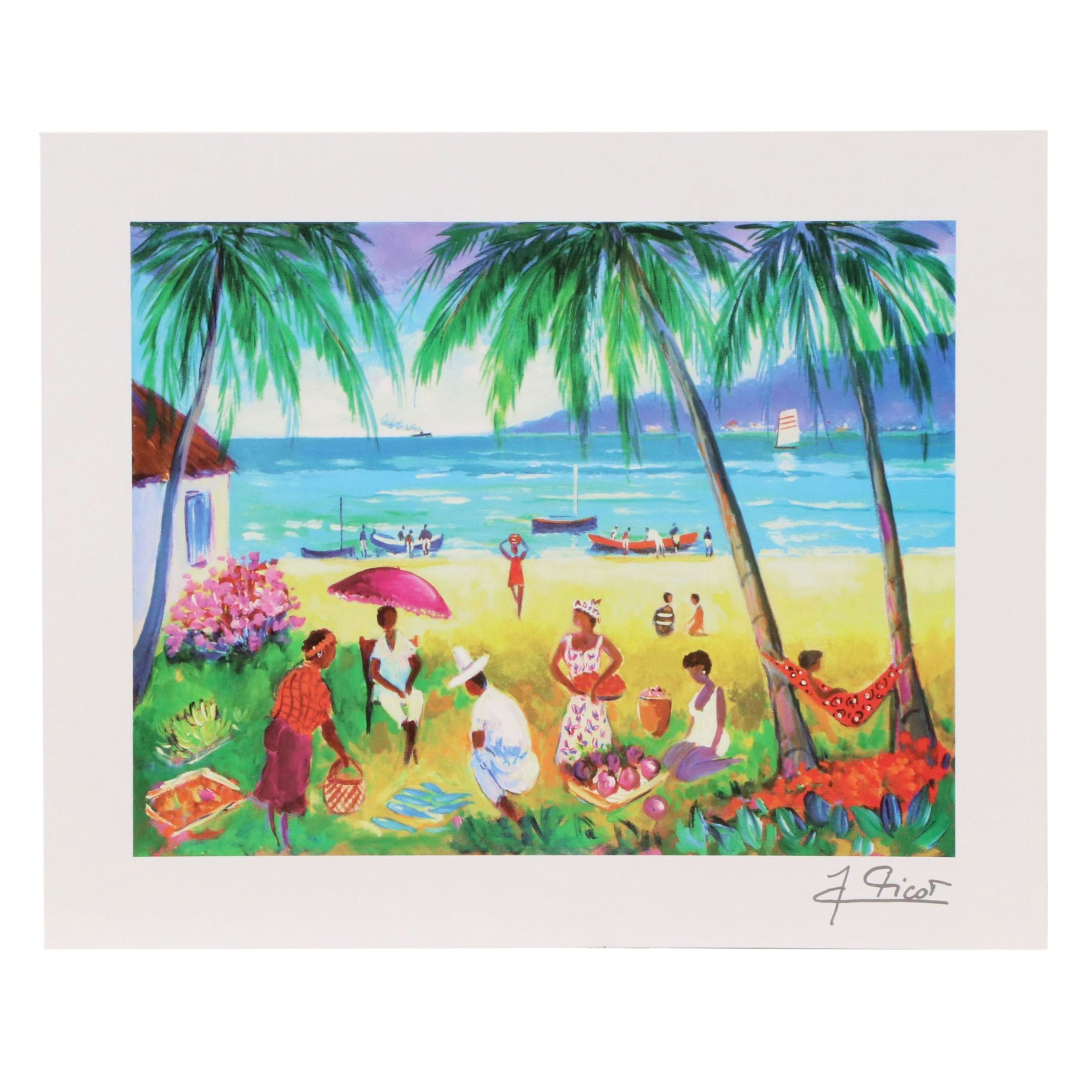 Jean-Claude Picot Seriolithograph "La Plage de la Saline," More