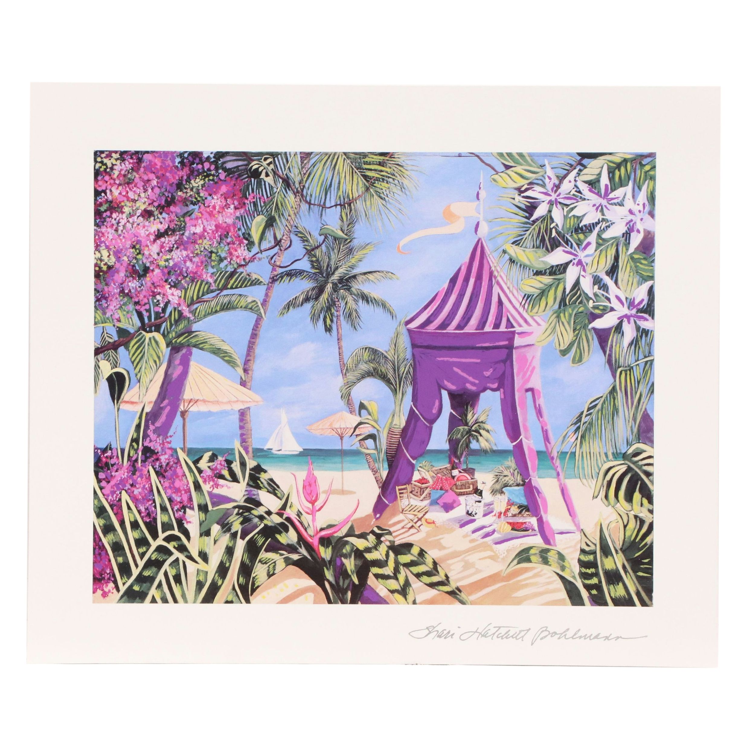 Jean-Claude Picot Seriolithograph "La Plage de la Saline," More