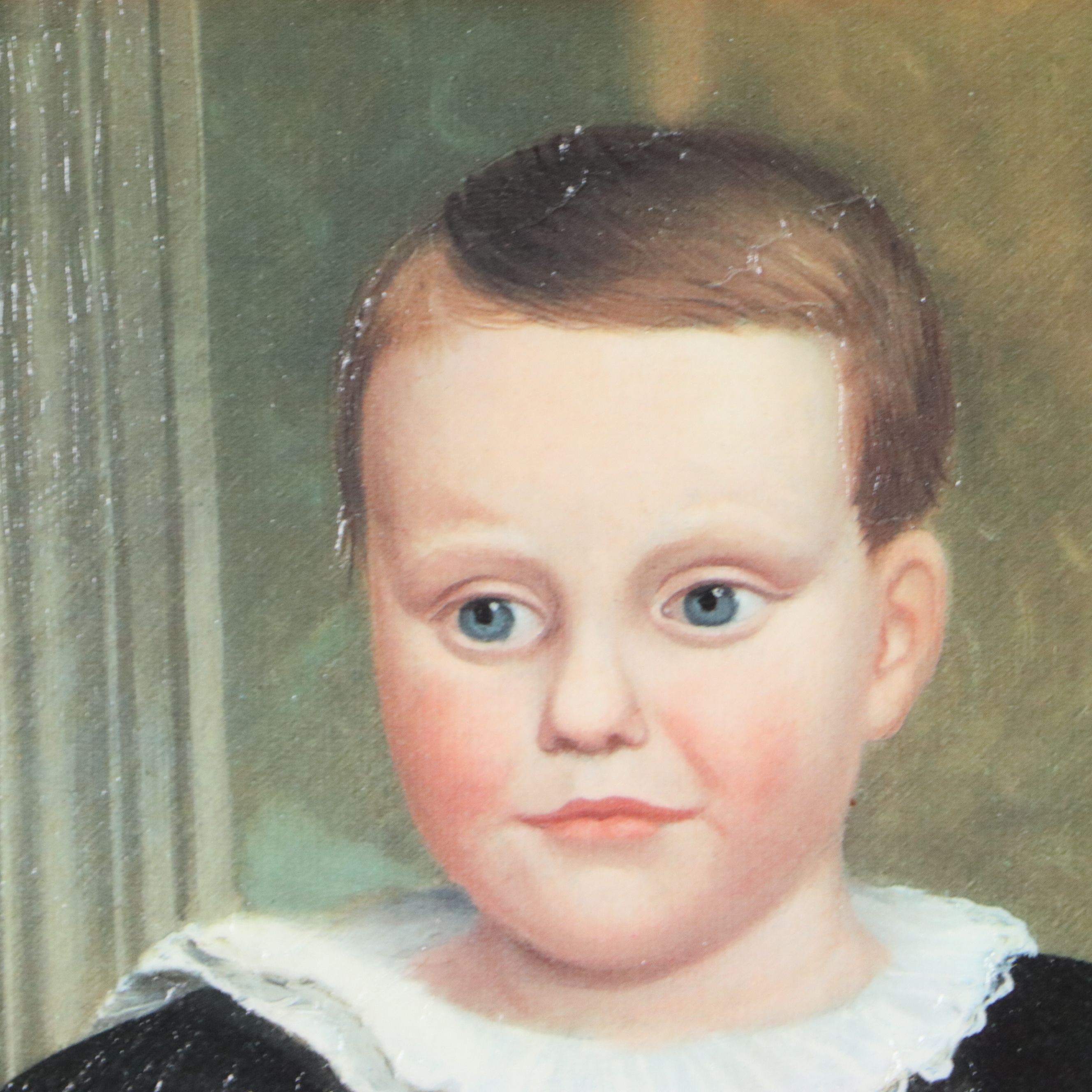 Pair of Reproduction Early American Paintings of Children, 20th or 21st Century