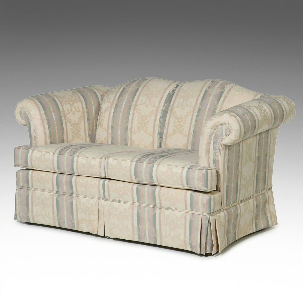 Broyhill Upholstered Striped Damask Loveseat, c. 1990s