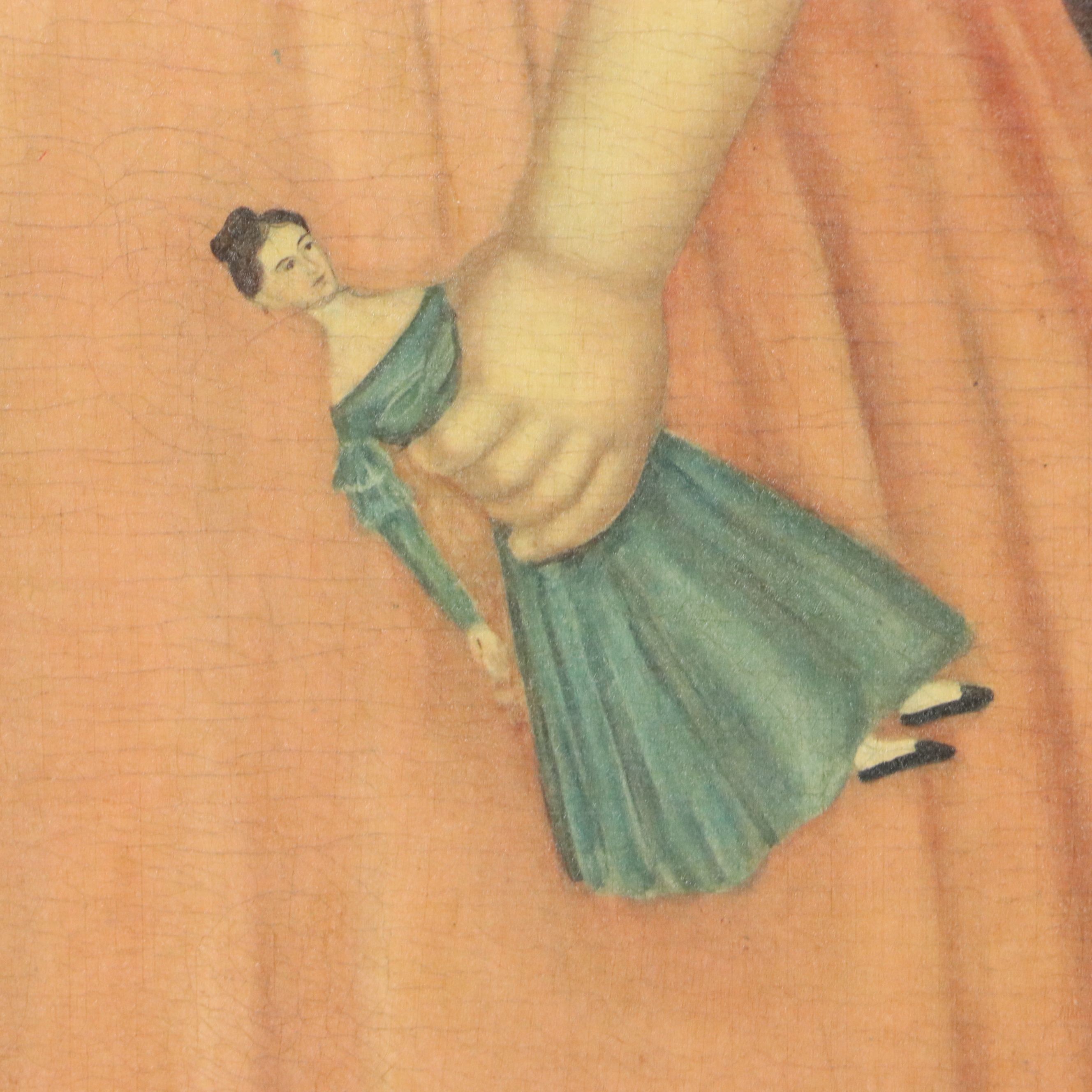 Pair of Reproduction Early American Paintings of Children, 20th or 21st Century