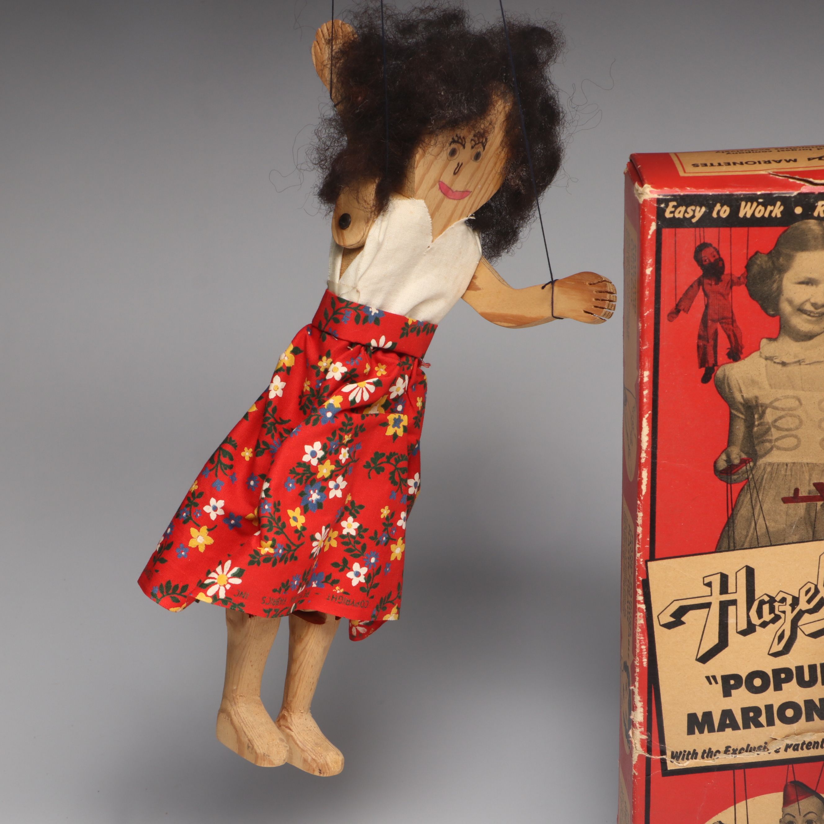 Hazelle's Clown Plastic Marionette with Other Vintage Handmade Wood Marionette