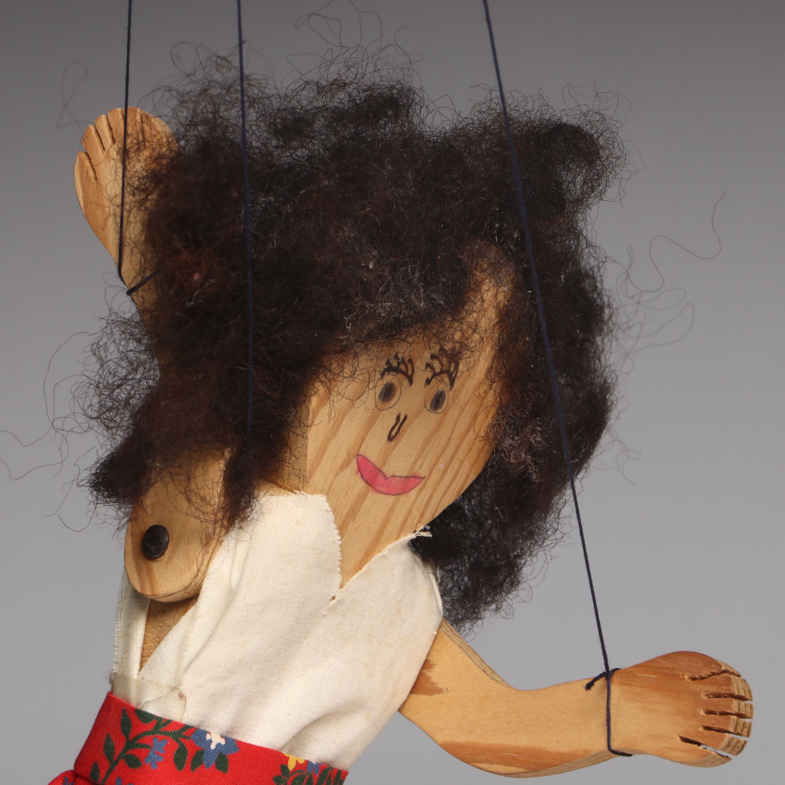 Hazelle's Clown Plastic Marionette with Other Vintage Handmade Wood Marionette