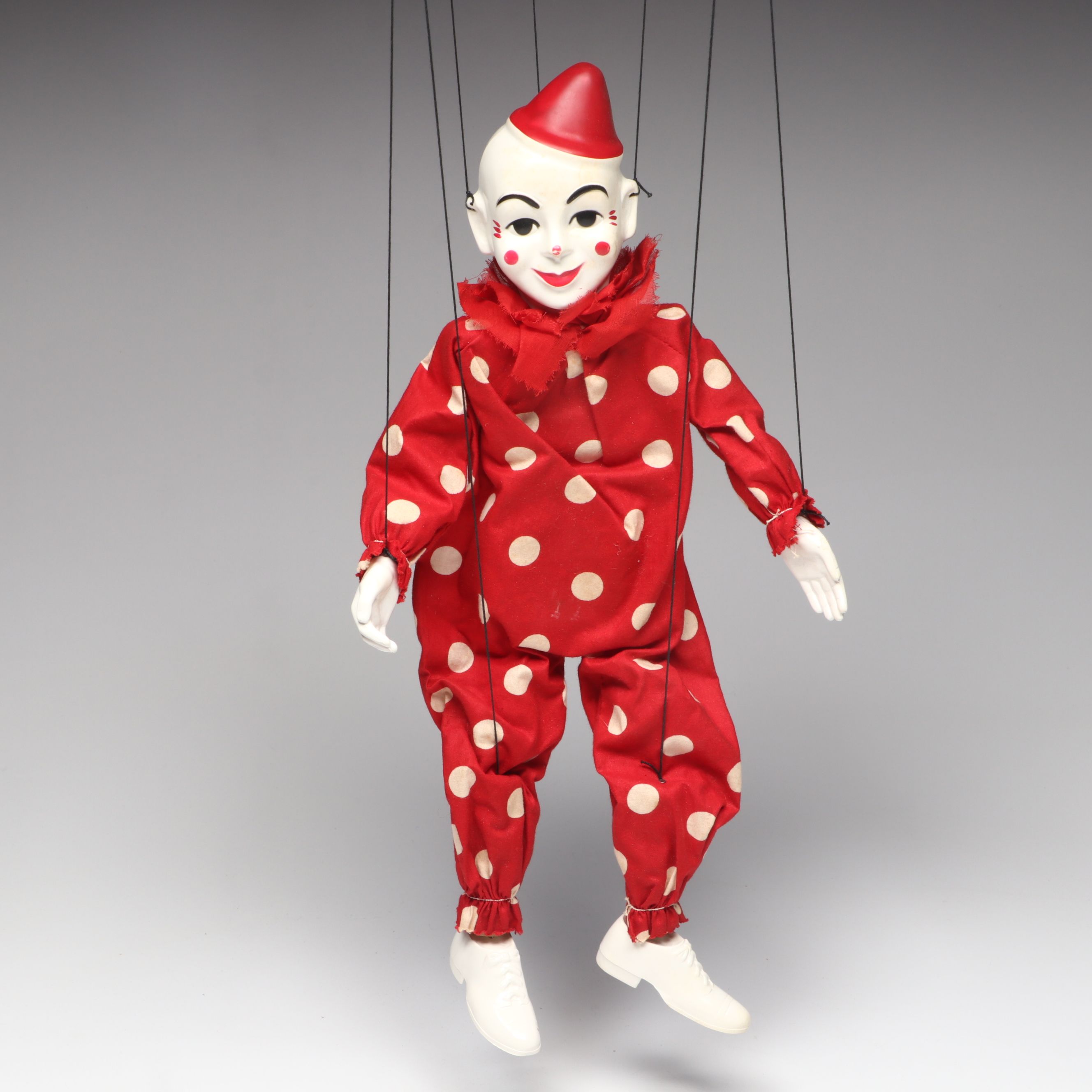 Hazelle's Clown Plastic Marionette with Other Vintage Handmade Wood Marionette