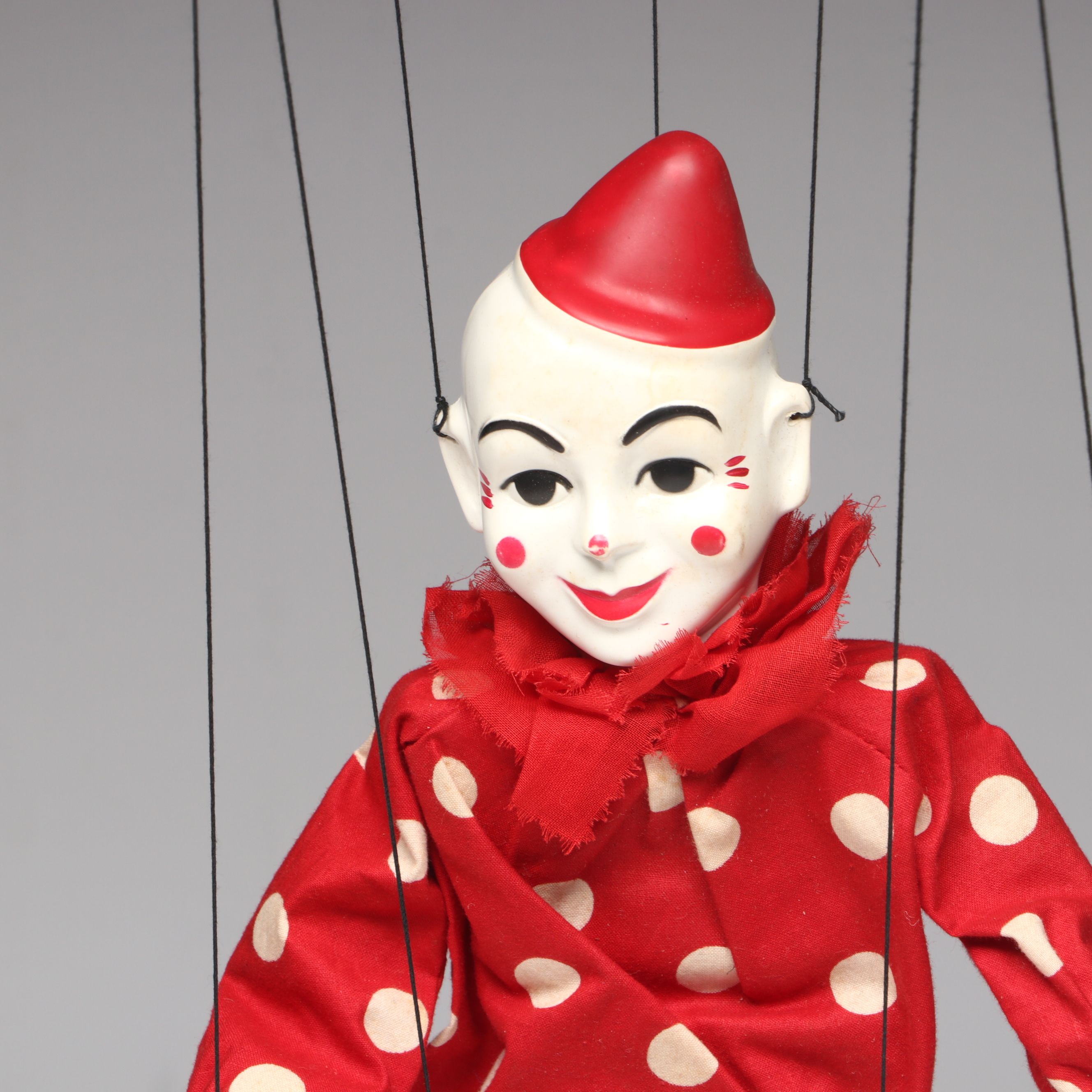 Hazelle's Clown Plastic Marionette with Other Vintage Handmade Wood Marionette