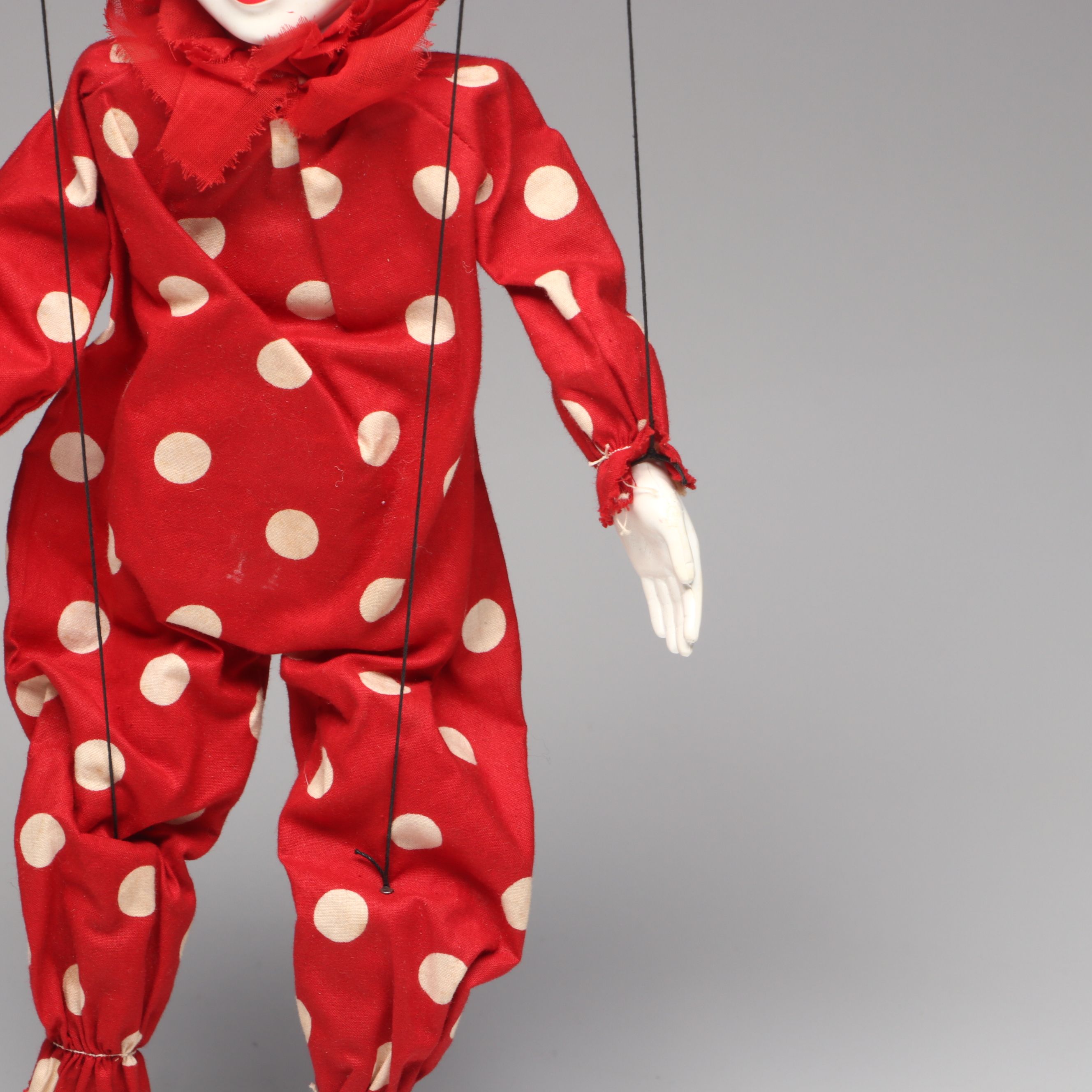 Hazelle's Clown Plastic Marionette with Other Vintage Handmade Wood Marionette