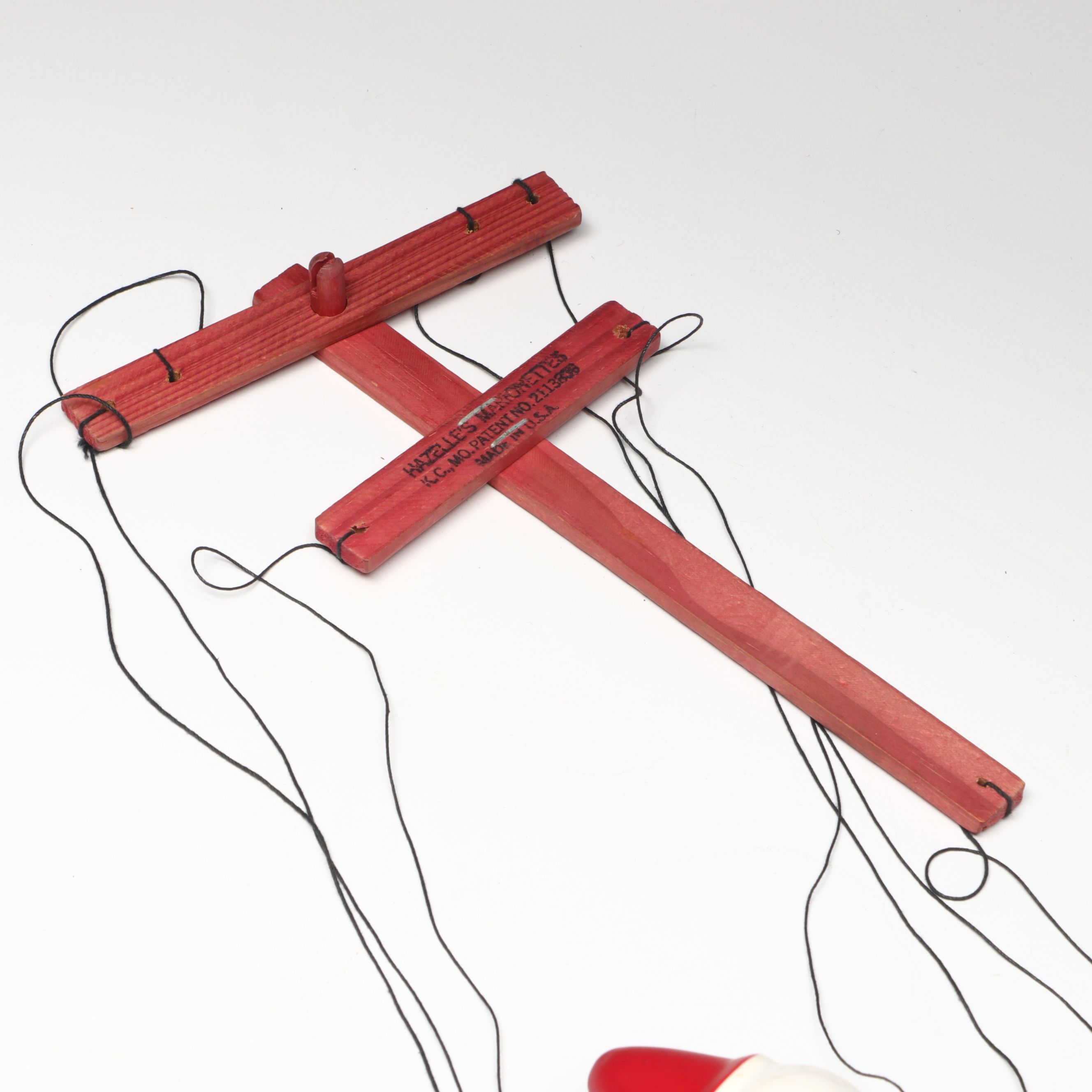 Hazelle's Clown Plastic Marionette with Other Vintage Handmade Wood Marionette