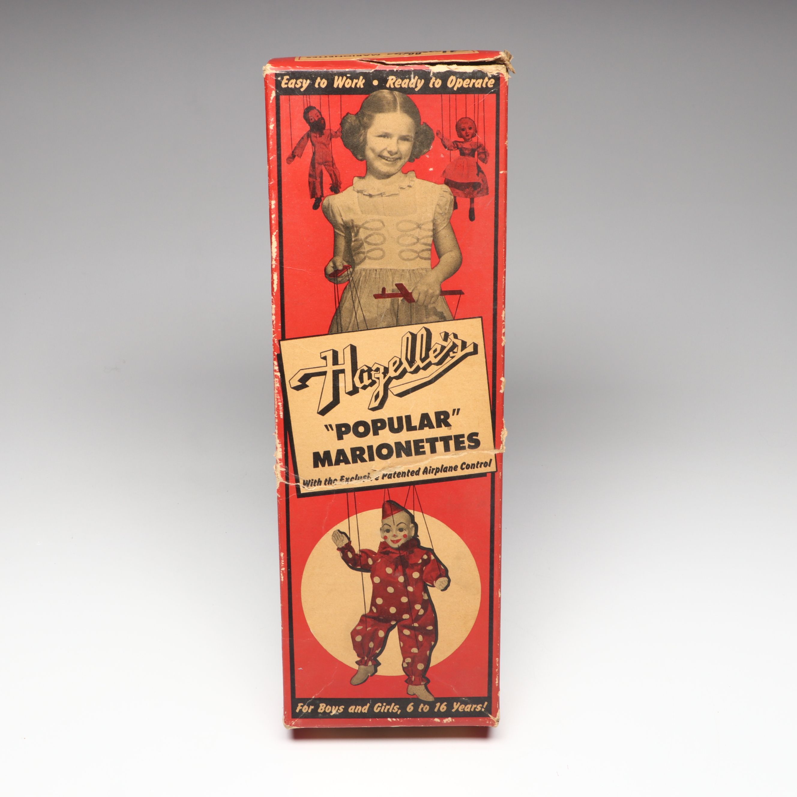 Hazelle's Clown Plastic Marionette with Other Vintage Handmade Wood Marionette