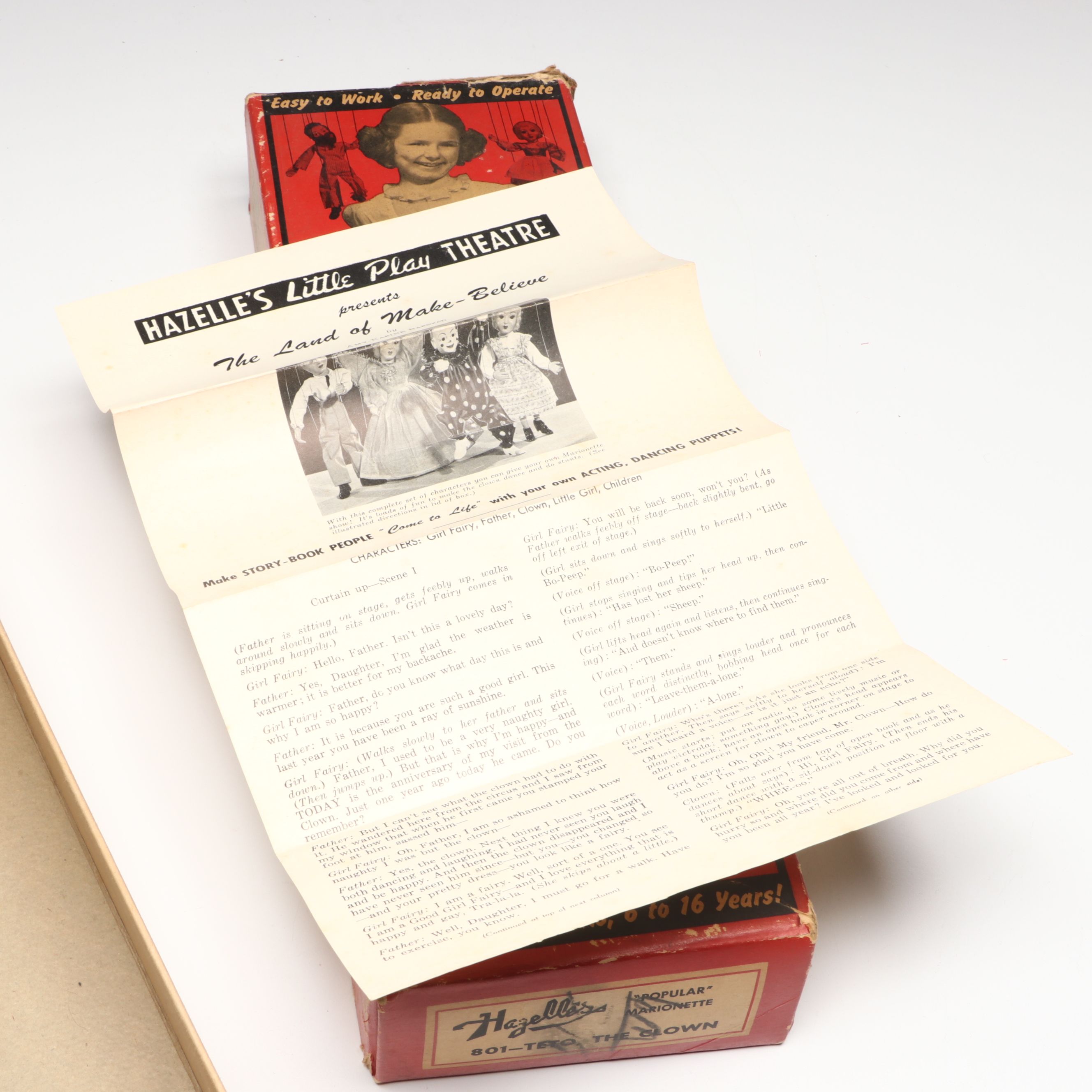 Hazelle's Clown Plastic Marionette with Other Vintage Handmade Wood Marionette