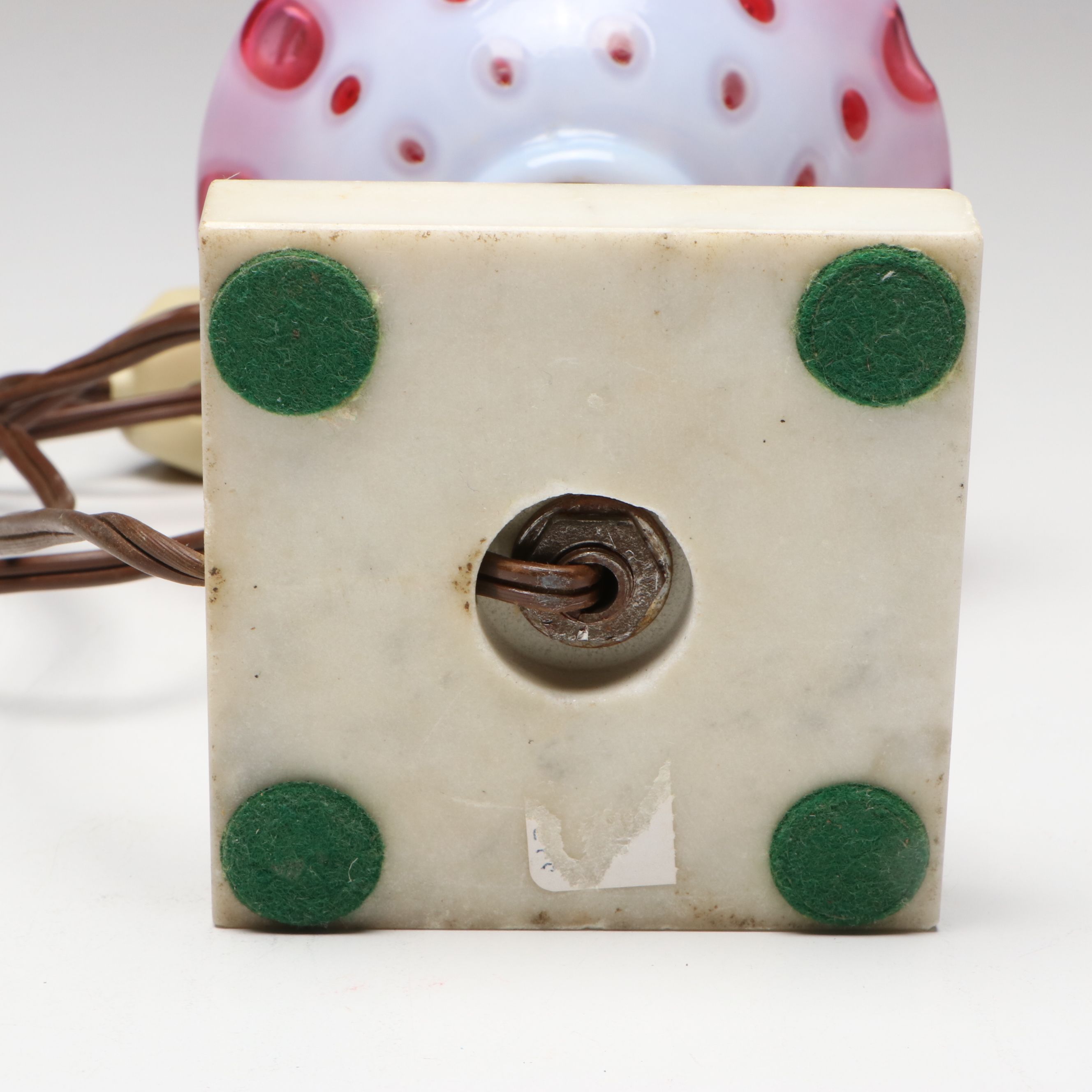 Fenton "Coin Dot Cranberry" Vase and Table Lamp with More Fenton Glassware