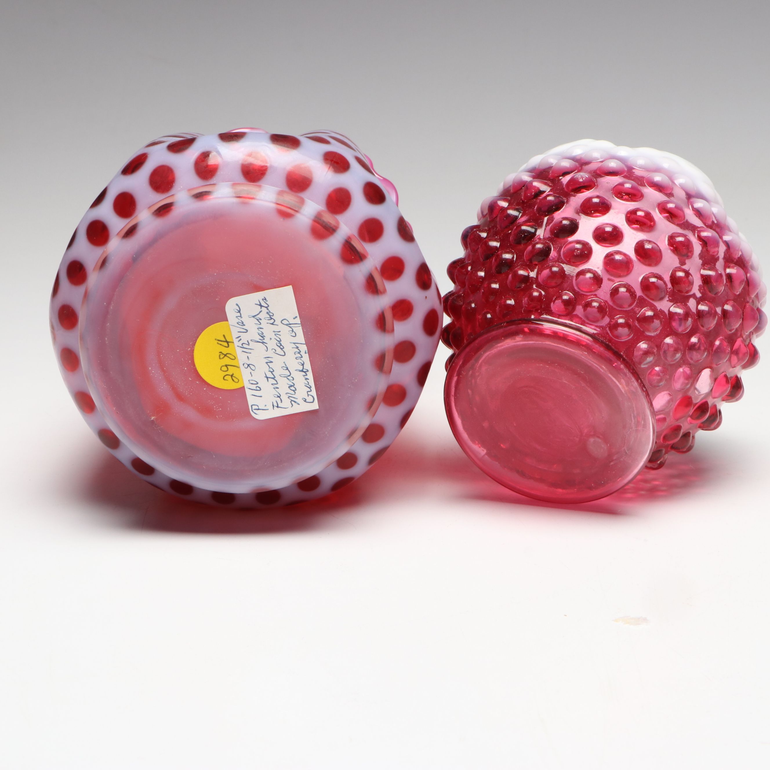 Fenton "Coin Dot Cranberry" Vase and Table Lamp with More Fenton Glassware