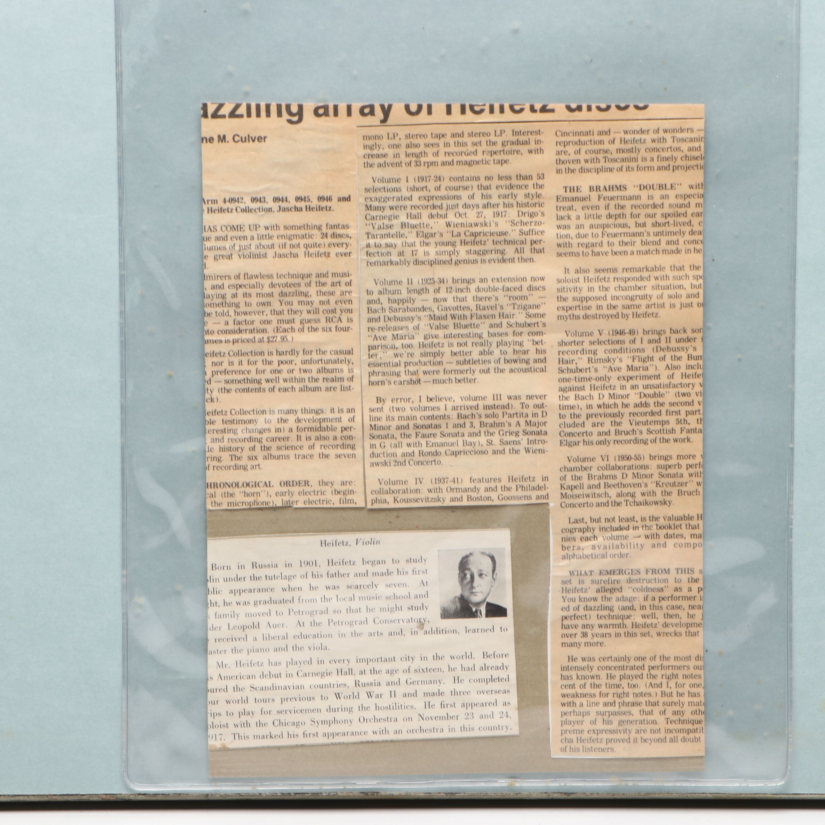 Jascha Heifetz Signed Photograph, 1955