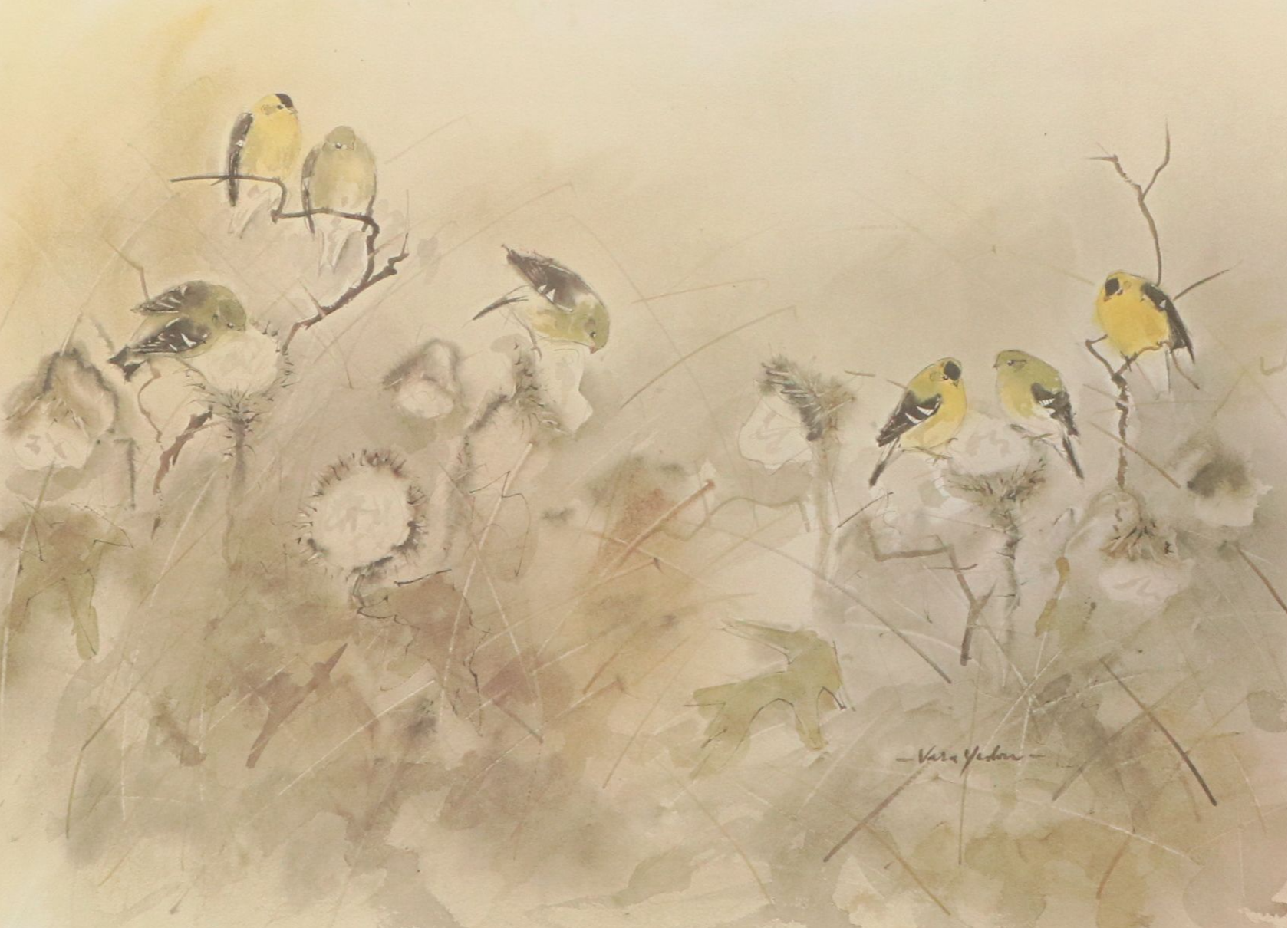 After Vern Yadon Offset Lithograph "Goldfinches"