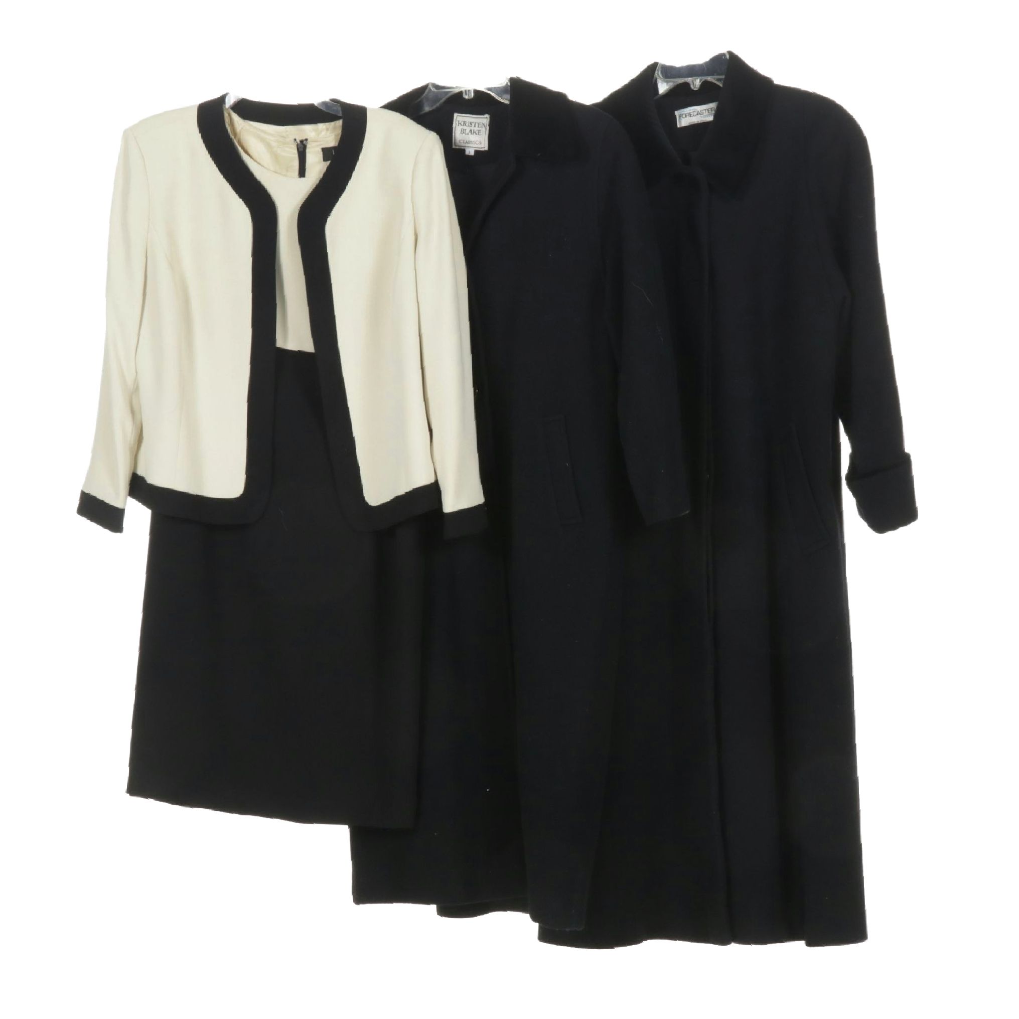 Kristen Blake & Forecaster Black Wool Coats with Kasper Blazer & Sheath Dress