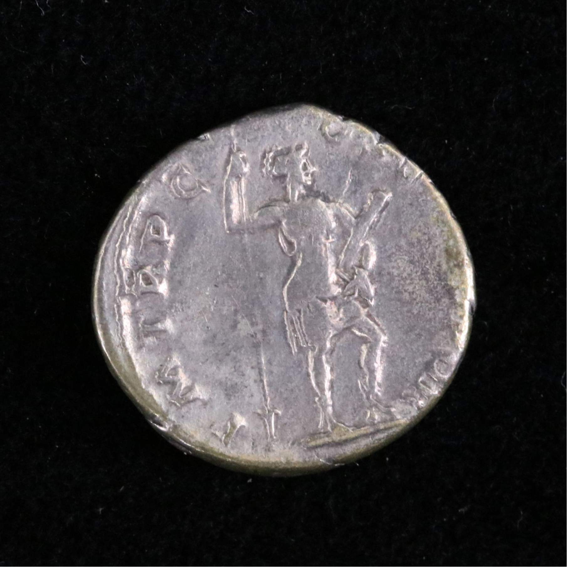 Ancient Roman Imperial AR Denarius Coin of Trajan, ca. 114 A.D.