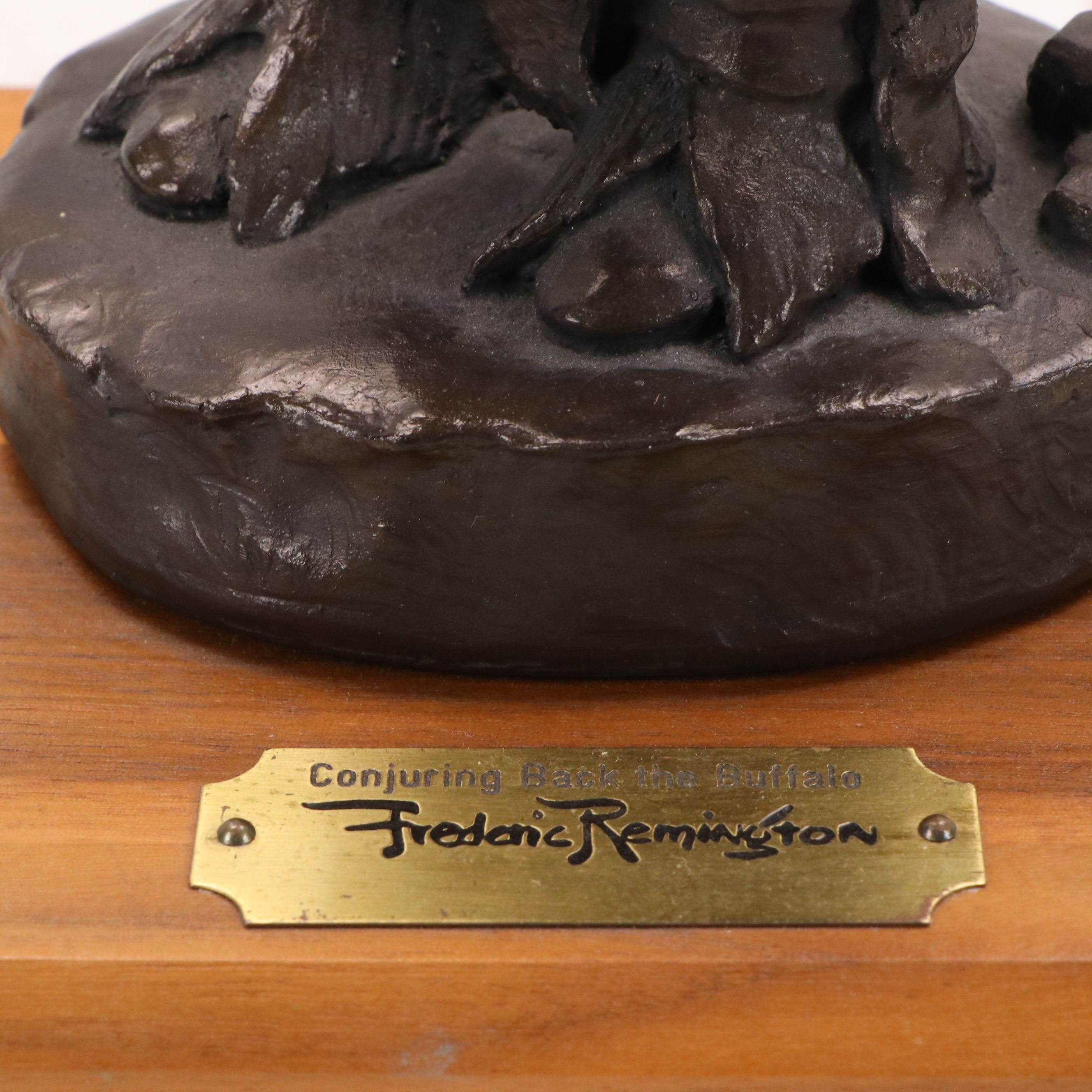 After Frederic Remington Plaster Sculpture "Conjuring Back the Buffalo," 1989