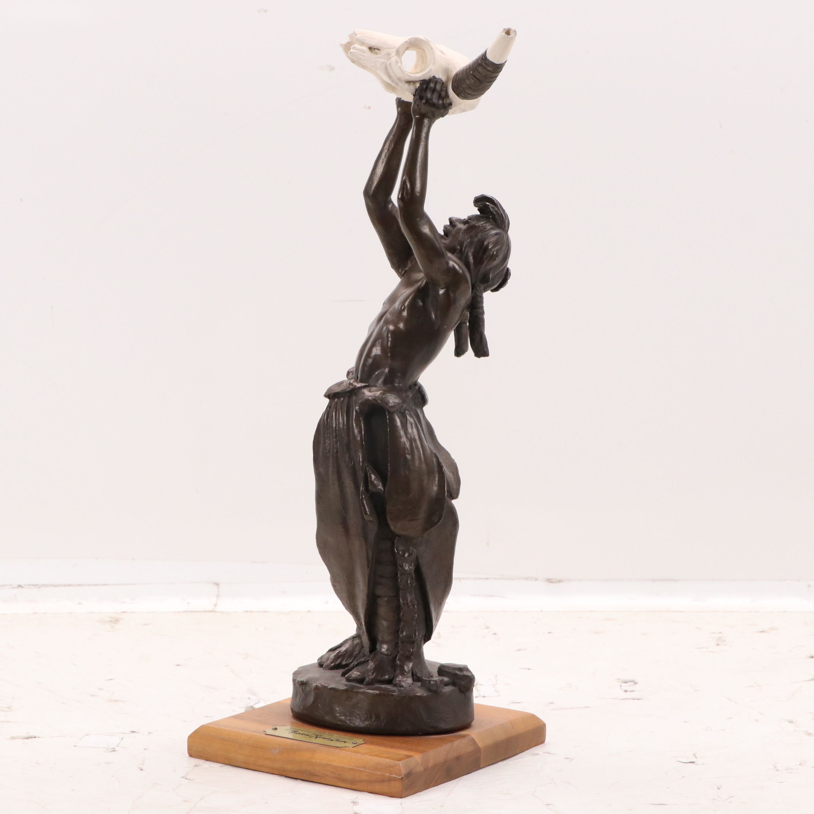 After Frederic Remington Plaster Sculpture "Conjuring Back the Buffalo," 1989