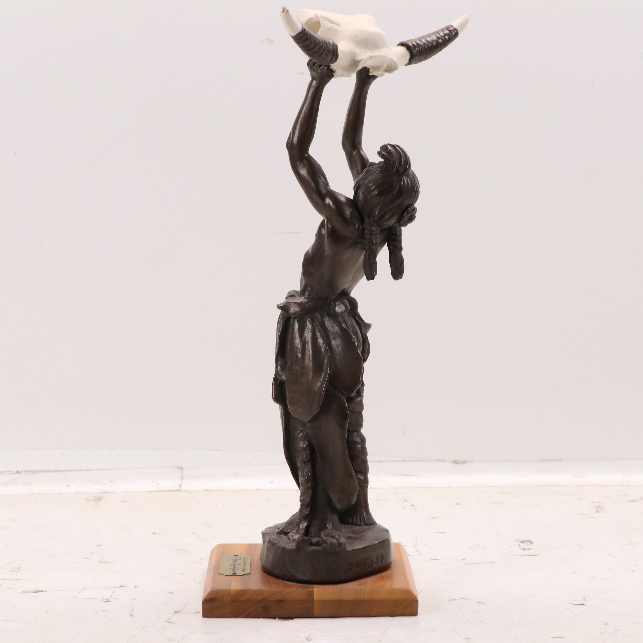 After Frederic Remington Plaster Sculpture "Conjuring Back the Buffalo," 1989