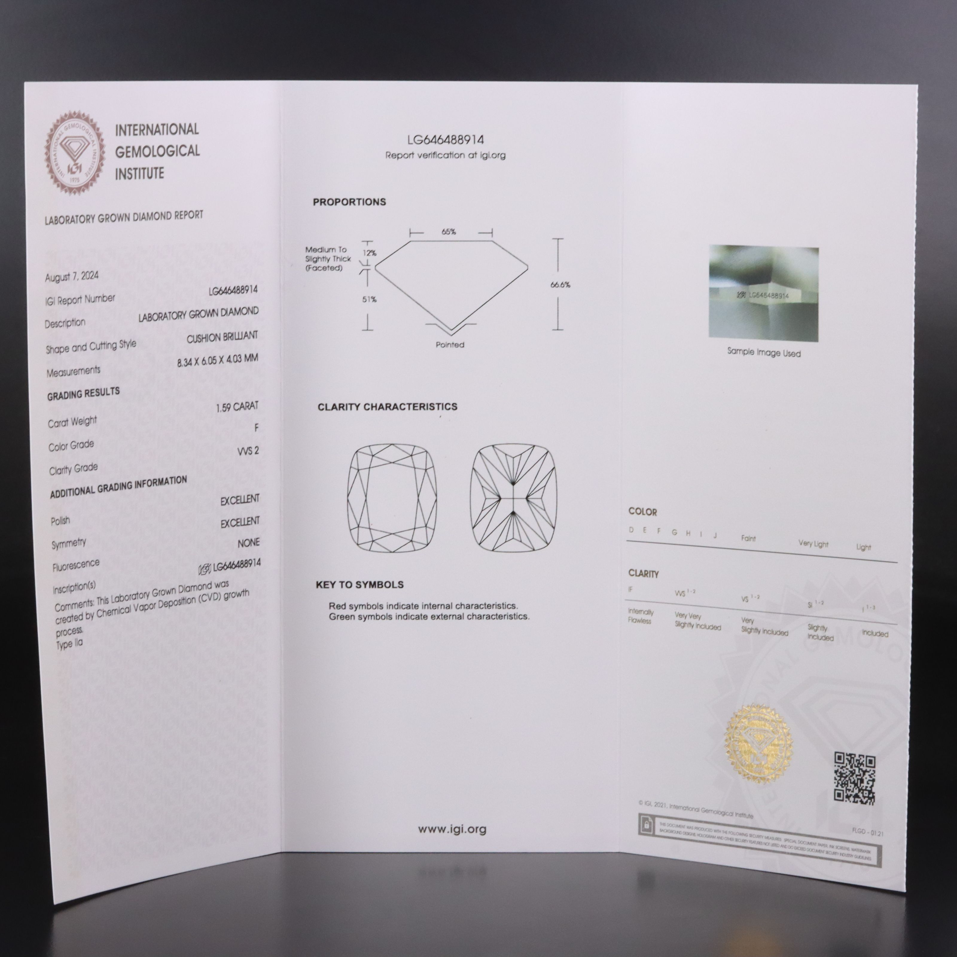 Loose 3.18 CTW Matched Pair Lab Grown Diamonds with IGI Reports