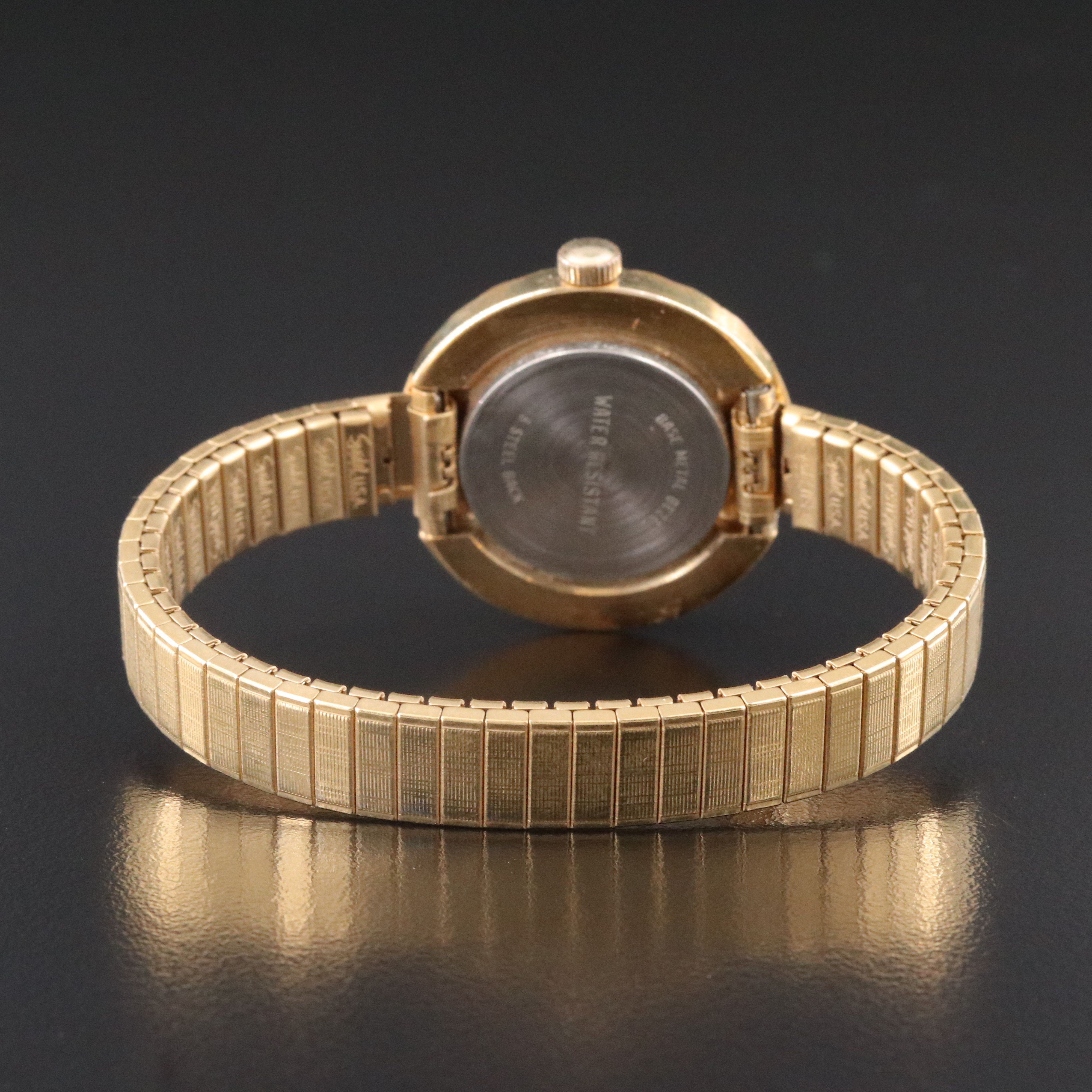 Timex Sunflower Cased Gold-Tone Stem Wind Watch