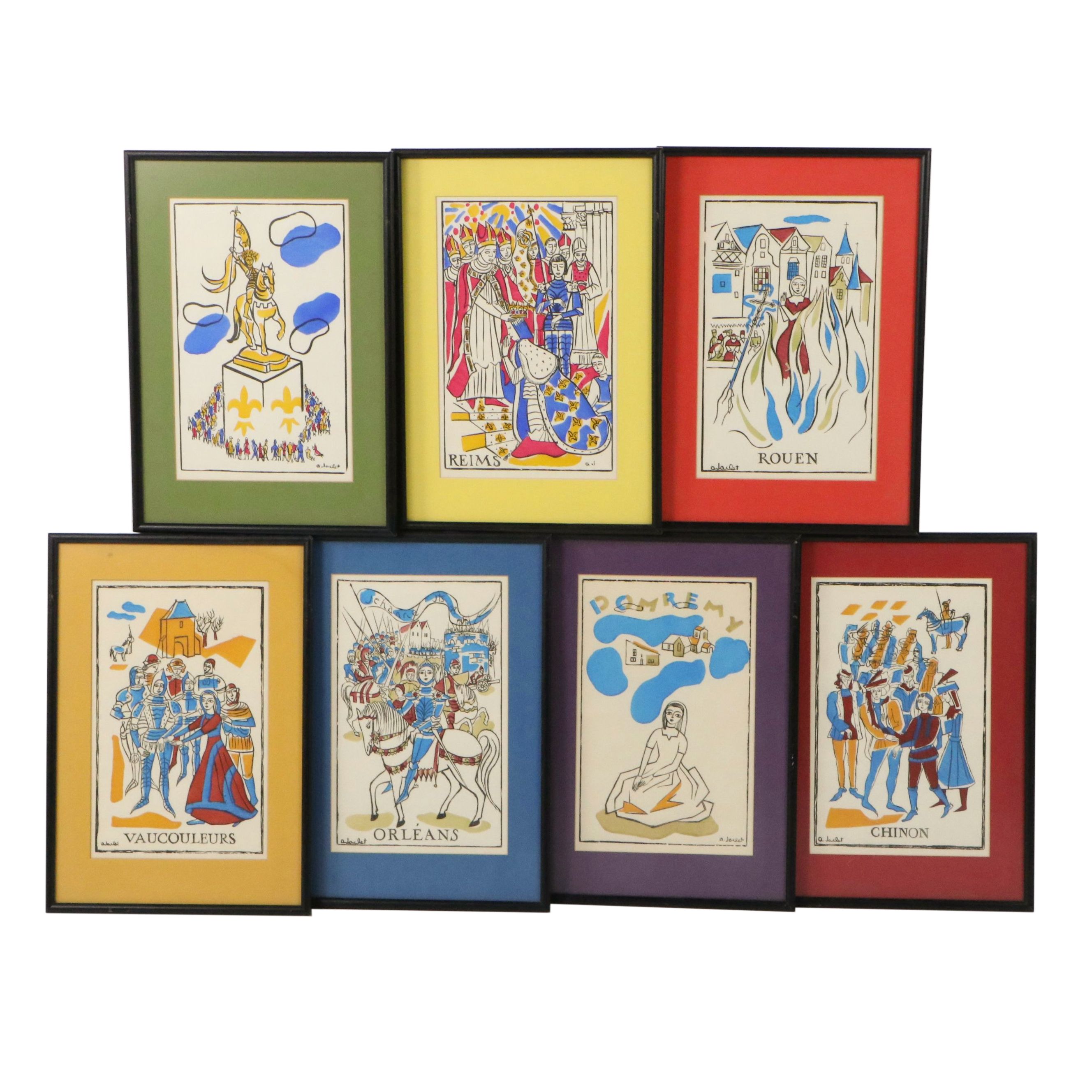 Pochoir Illustrations After Andrée Jaclet from "Jeanne d'Arc 1412-1431," 1956