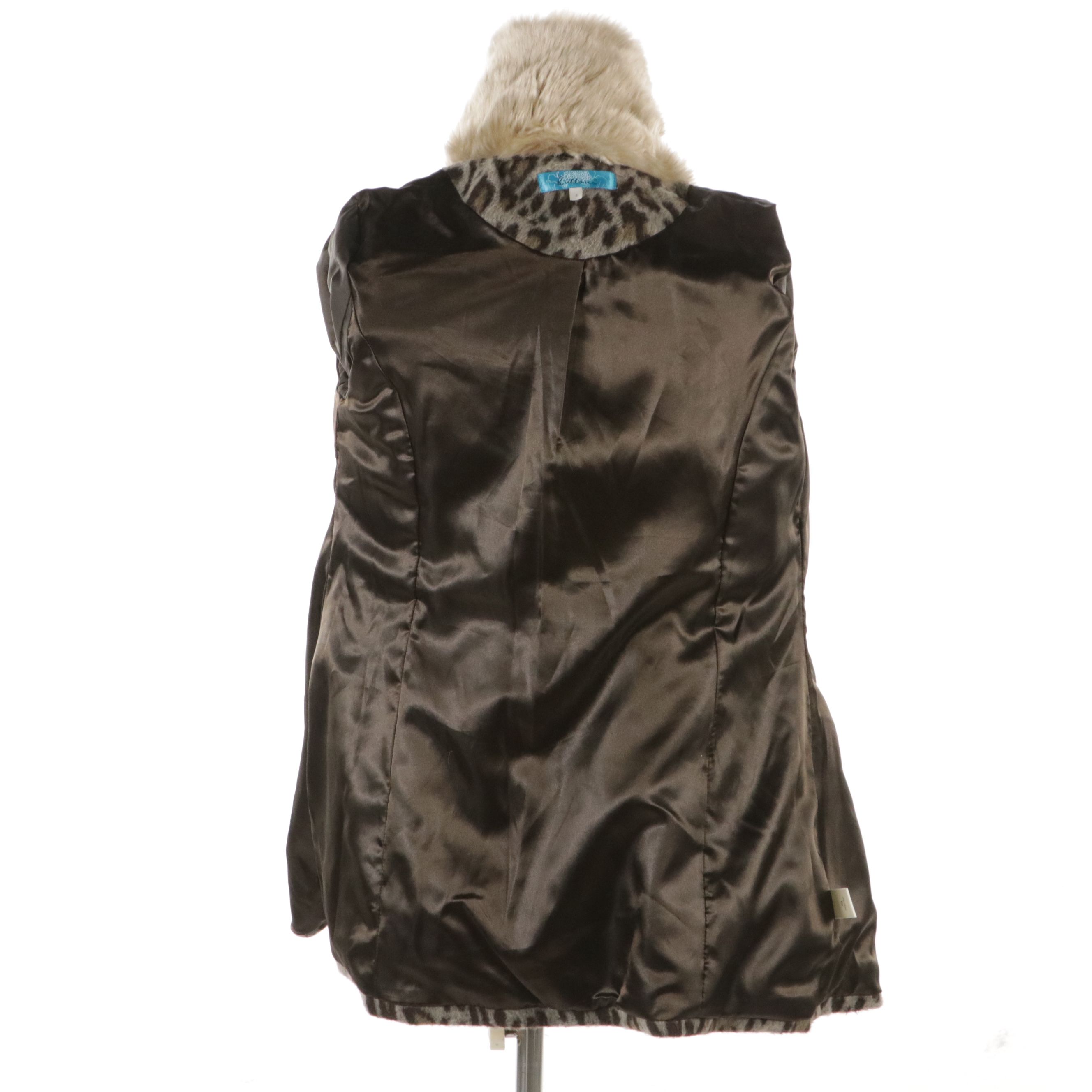 Buttons Faux Fur Double-Breasted Jacket and Merona Fringe Scarf