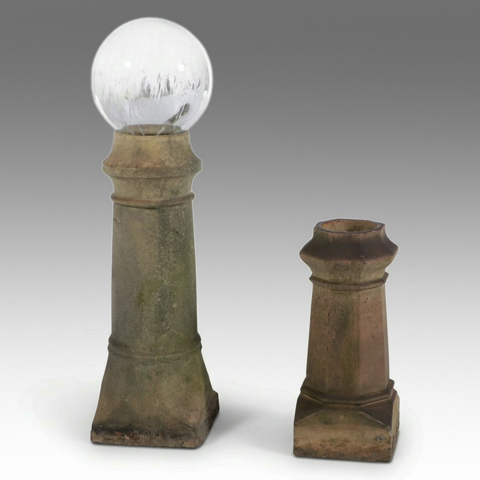 Victorian Chimney Pots, One with Glass Gazing Ball