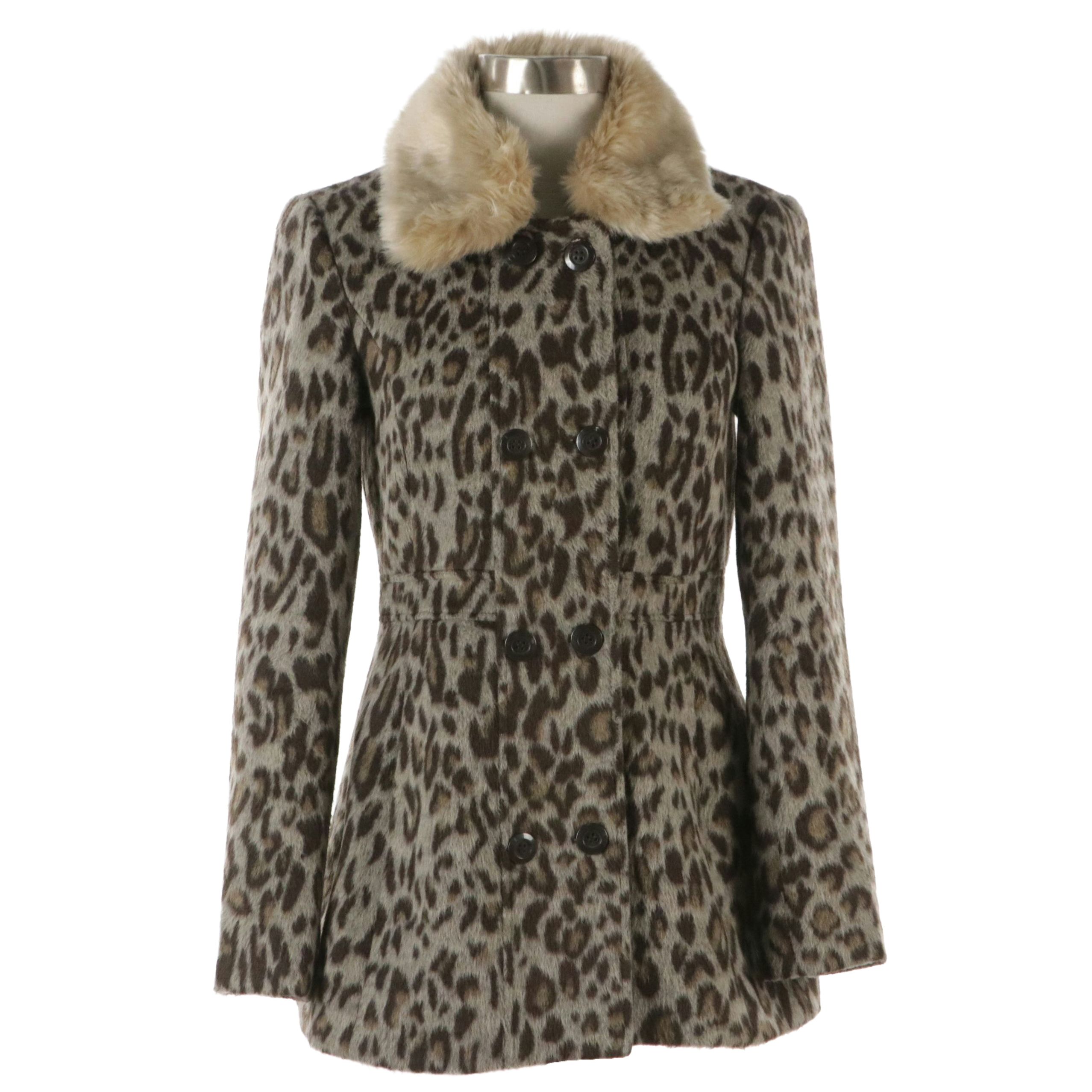 Buttons Faux Fur Double-Breasted Jacket and Merona Fringe Scarf