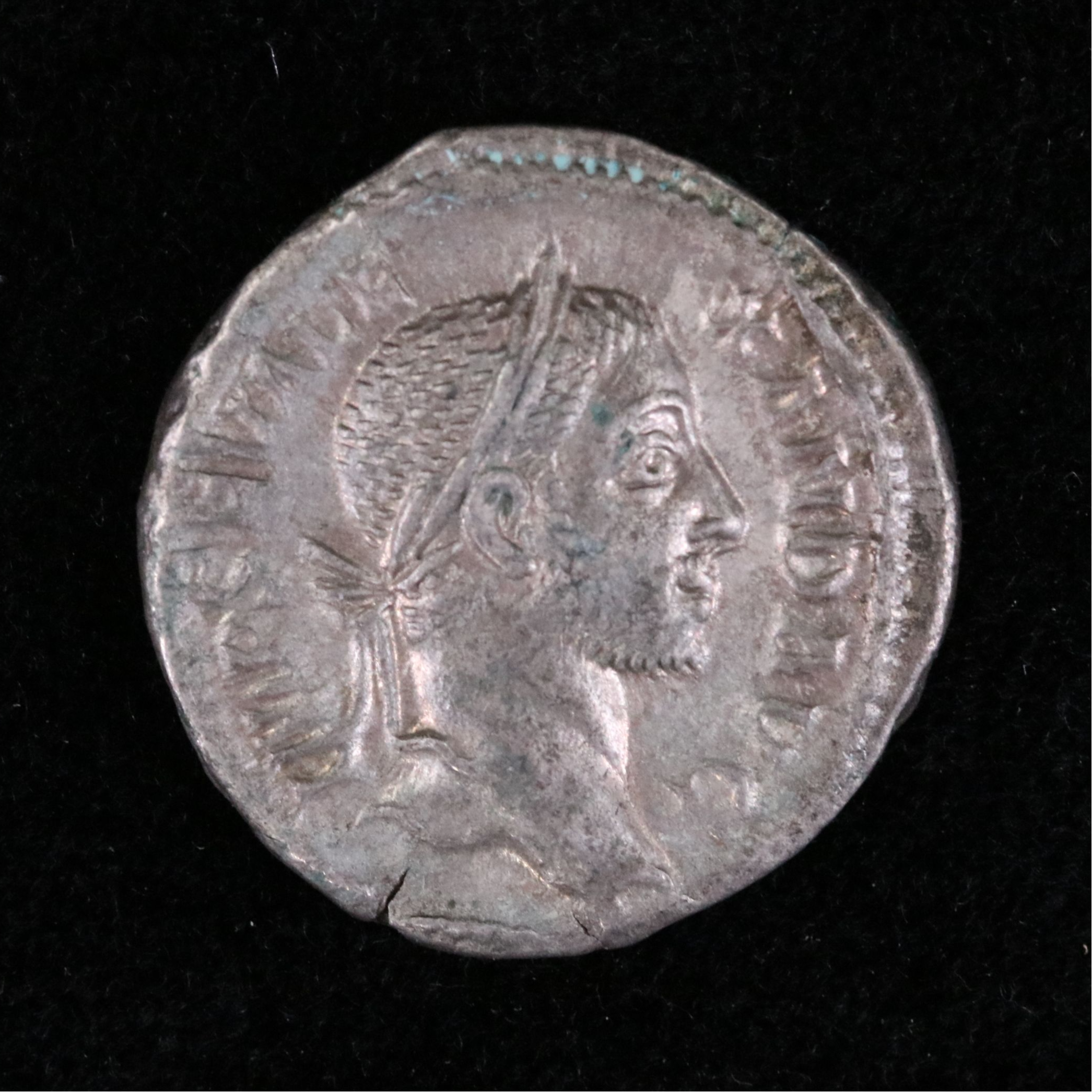 Ancient Roman Imperial AR Denarius Coin of Severus Alexander, ca. 222 A.D.