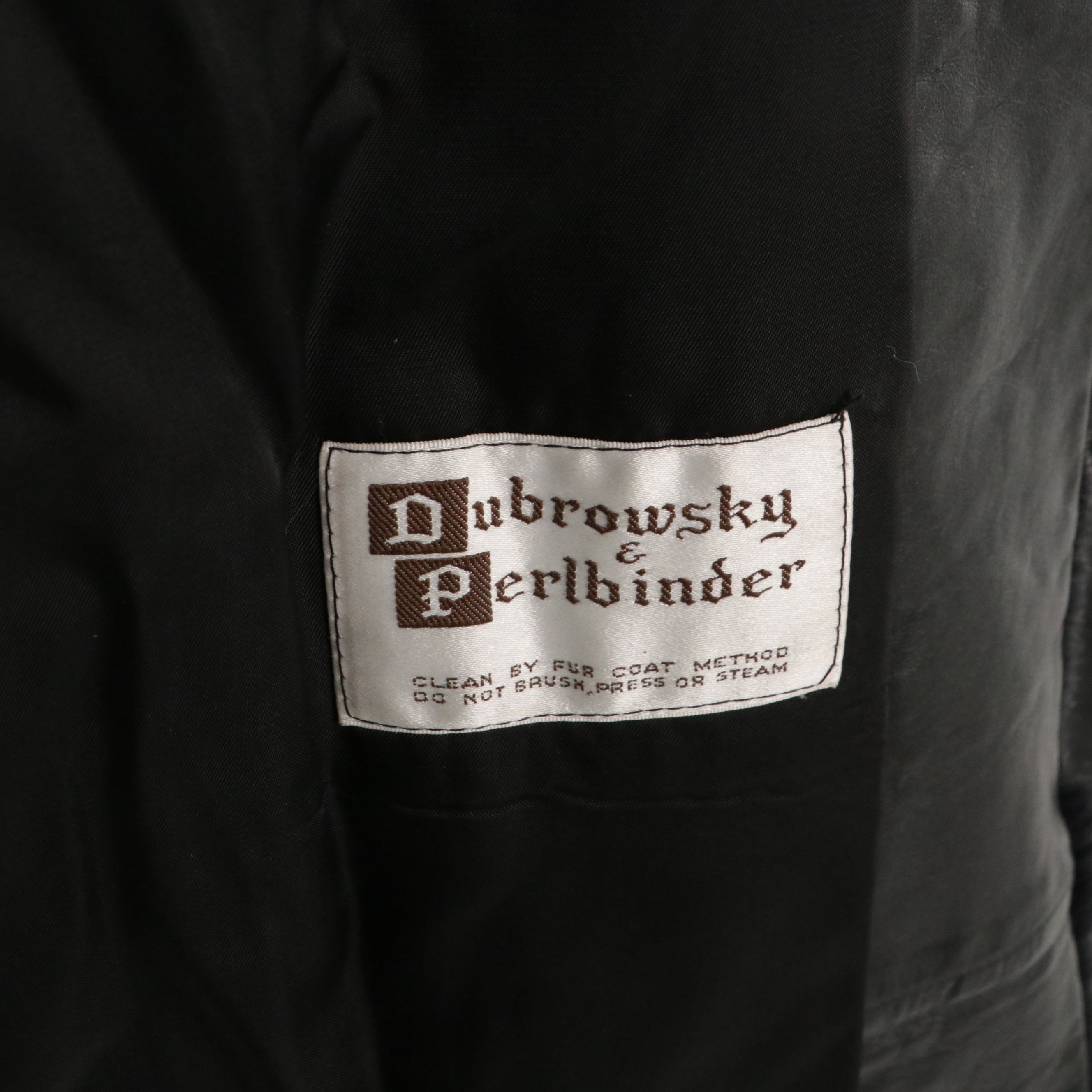 Dubrowsky & Perlbinder Black Leather and Faux-Fur Trimmed Mid-Length Coat