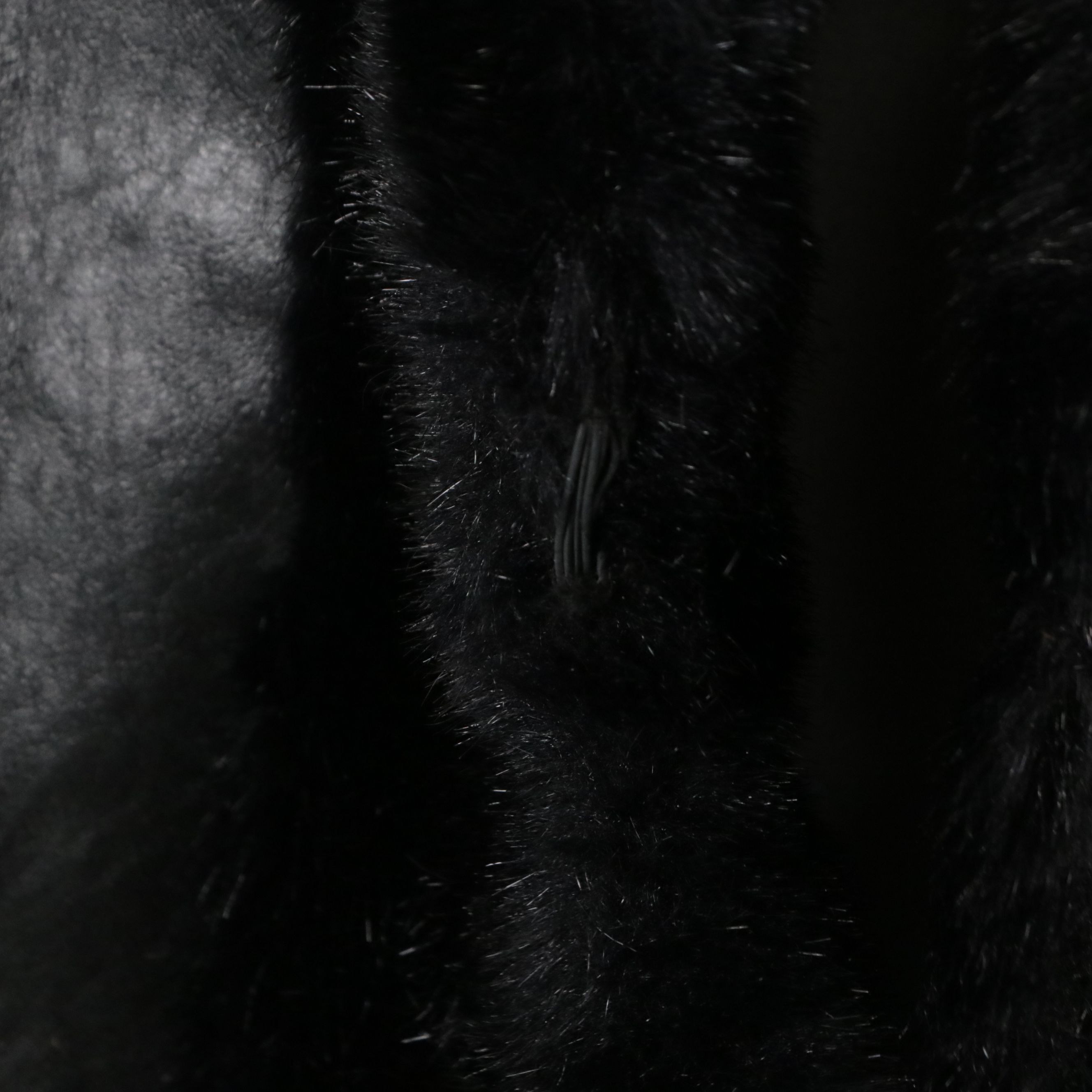 Dubrowsky & Perlbinder Black Leather and Faux-Fur Trimmed Mid-Length Coat