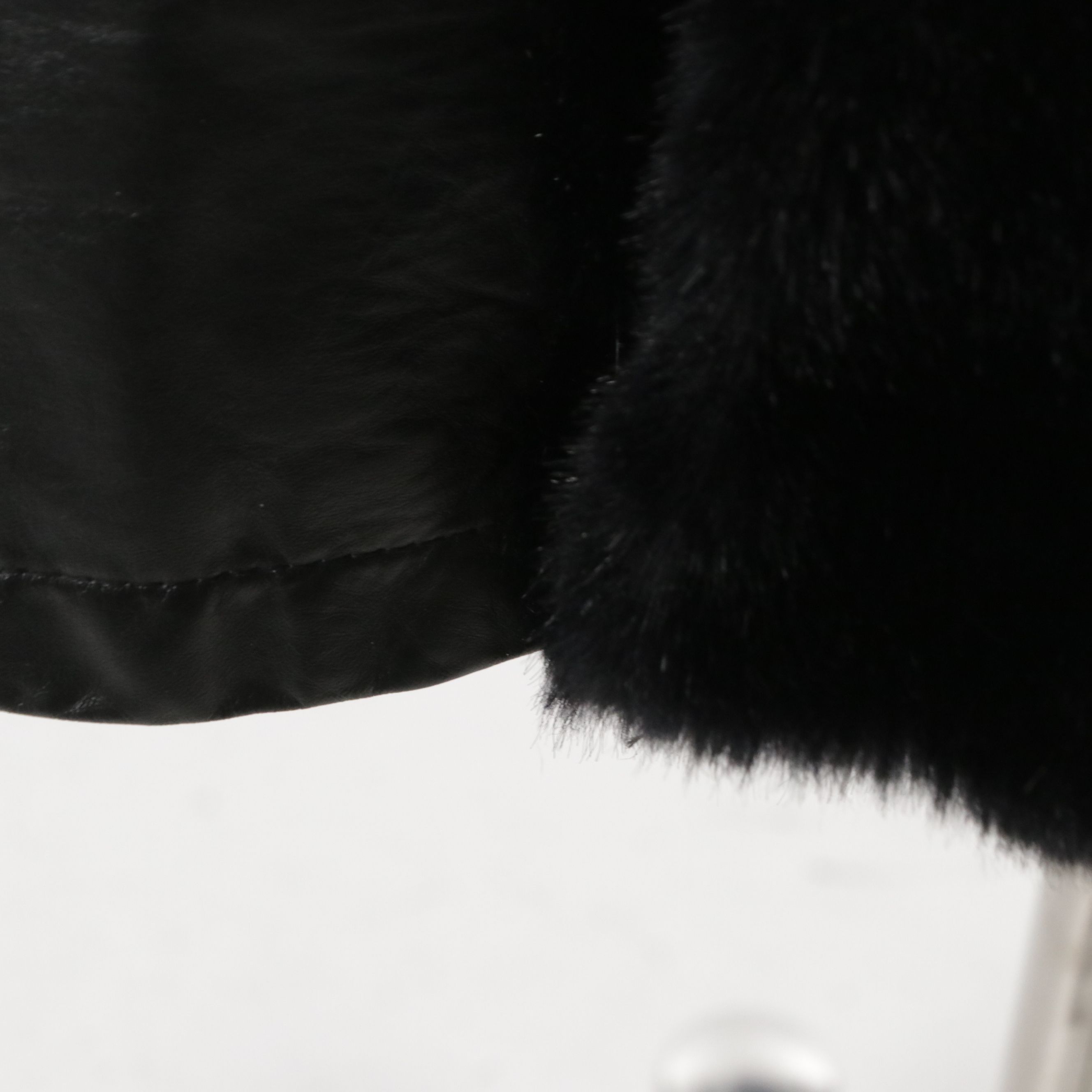 Dubrowsky & Perlbinder Black Leather and Faux-Fur Trimmed Mid-Length Coat