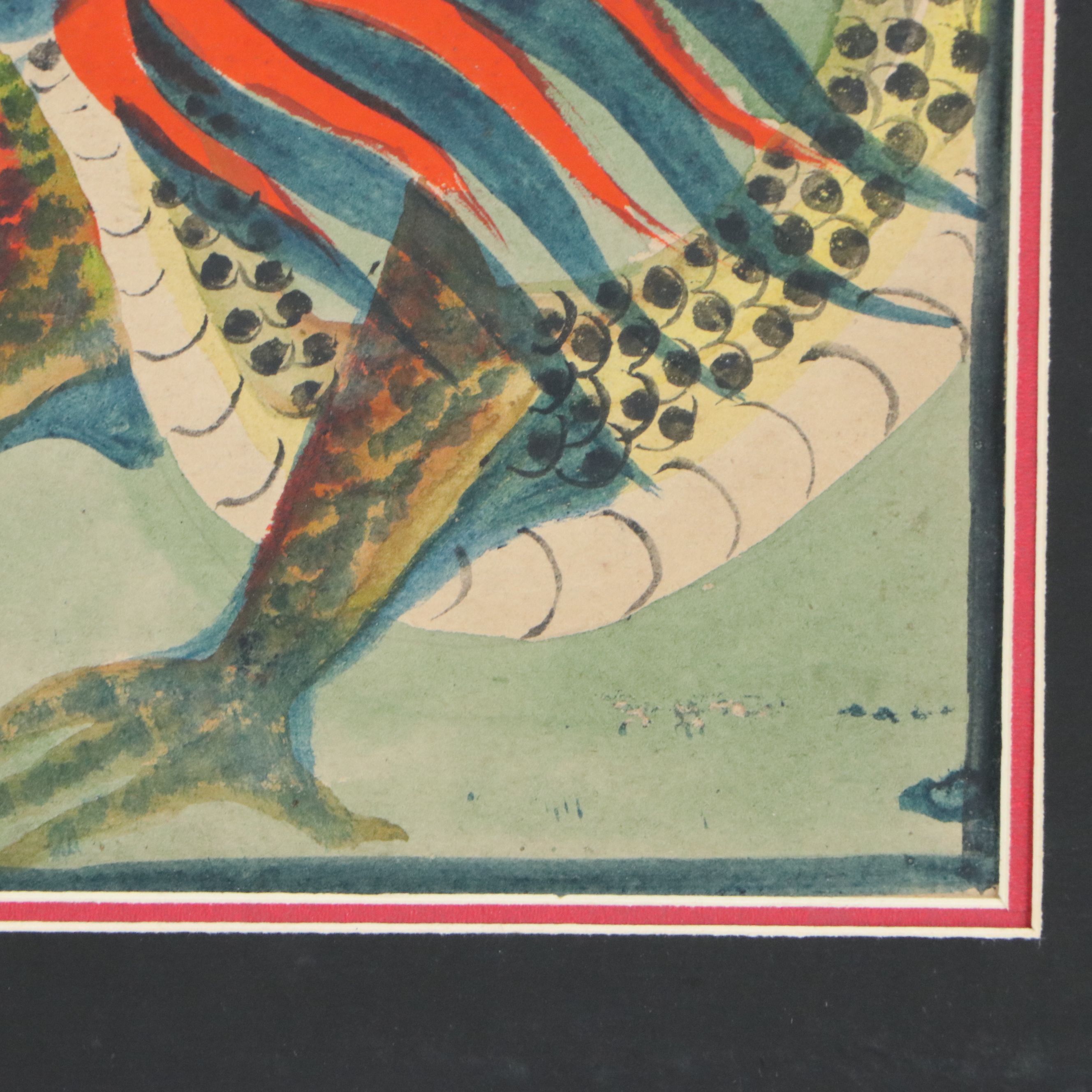 Chinese School Watercolor Painting of Deity with Dragon, 20th Century