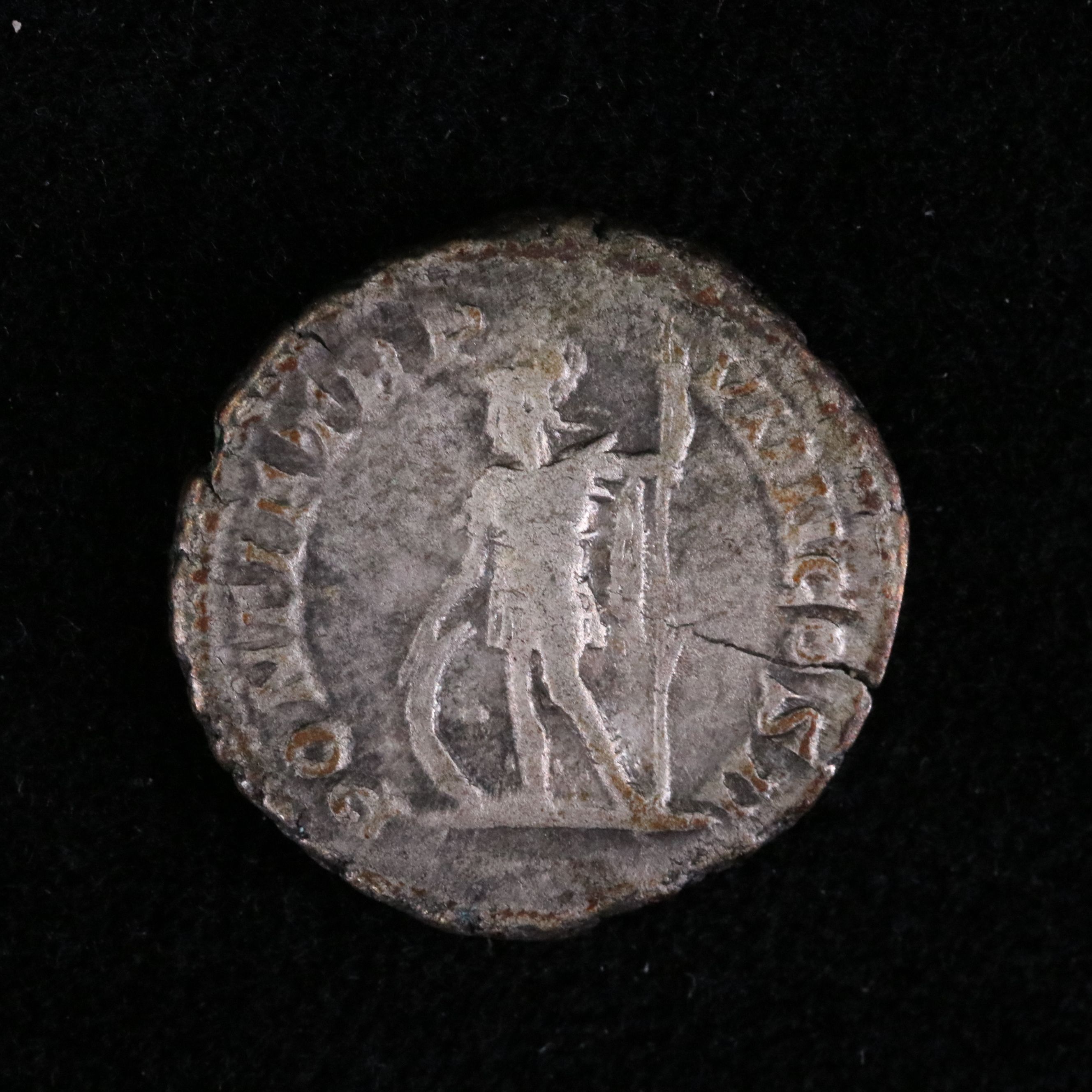 Ancient Roman Imperial AR Denarius Coin of Caracalla, ca. 206 A.D.