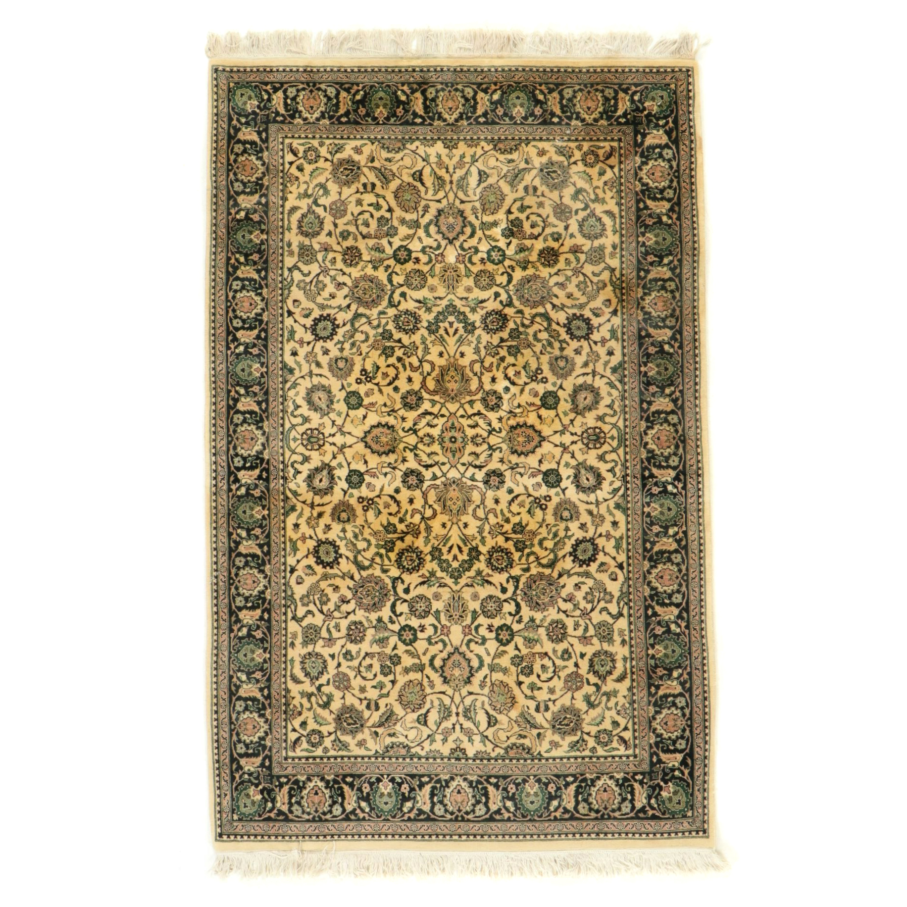 4'5 x 7'6 Hand-Knotted Indo-Persian Kerman Style Area Rug
