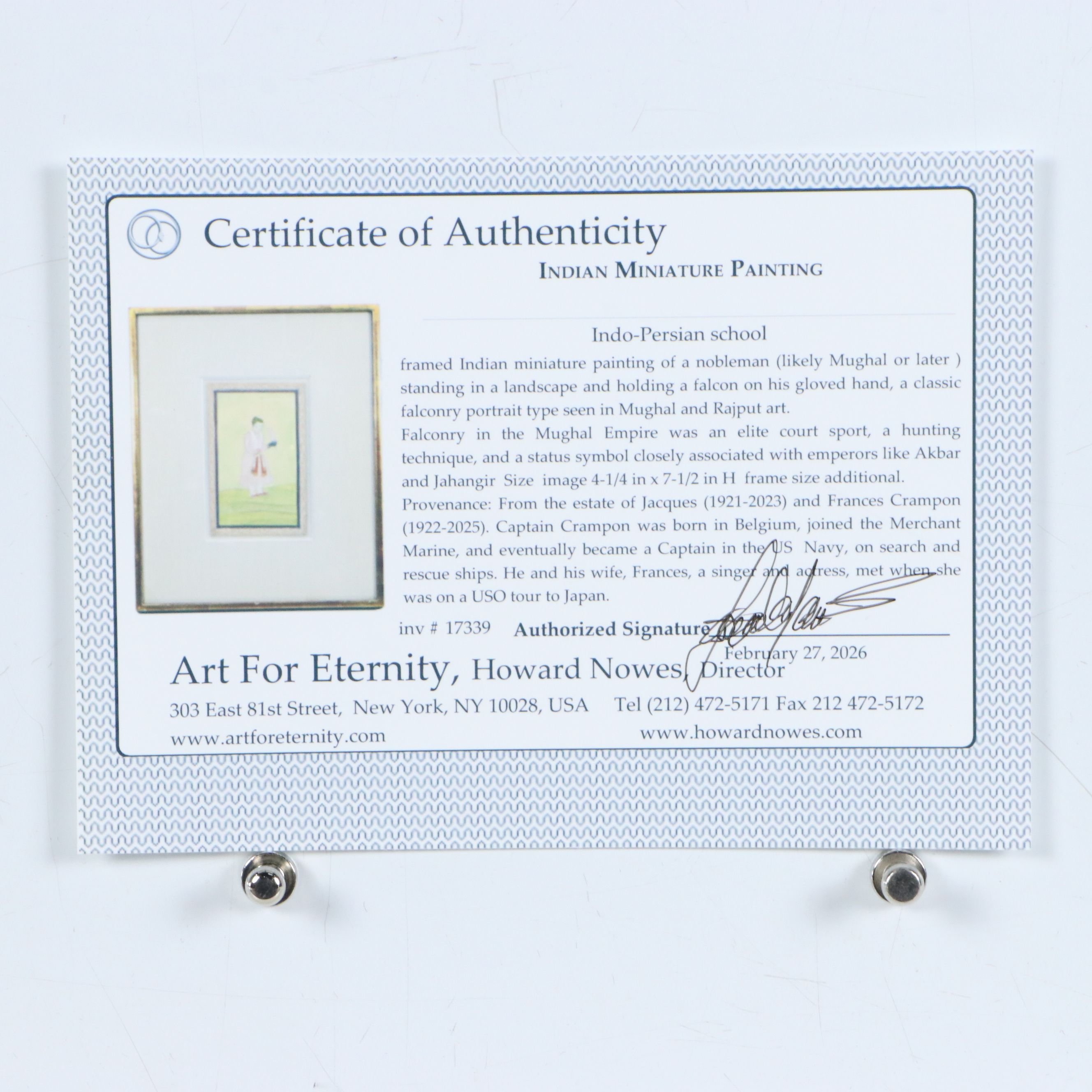 Indo-Persian School Falconry Portrait Gouache Painting, Circa Early 20th Century