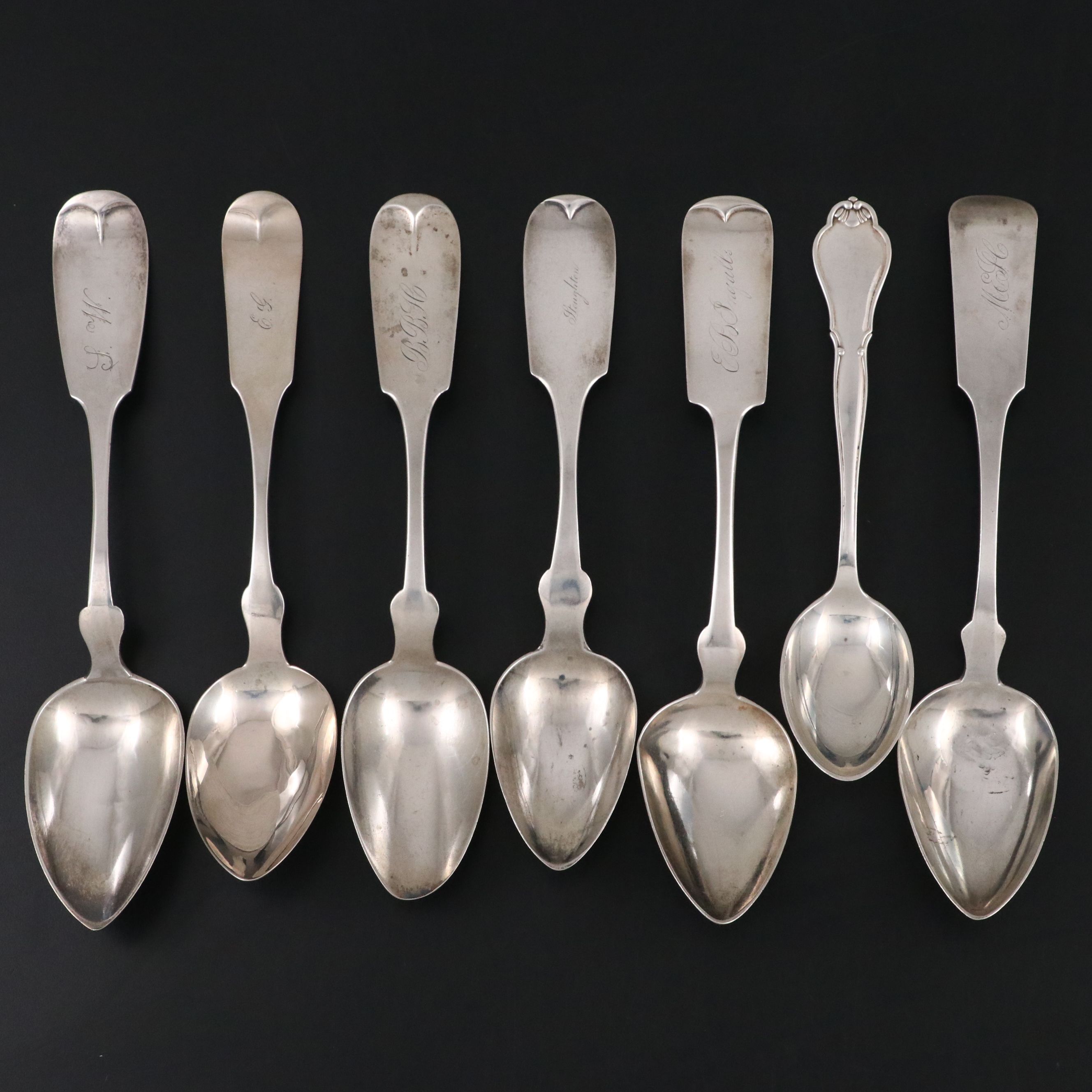 Chicago Coin Silver Fiddlehead Tablespoons with Danish Spoon