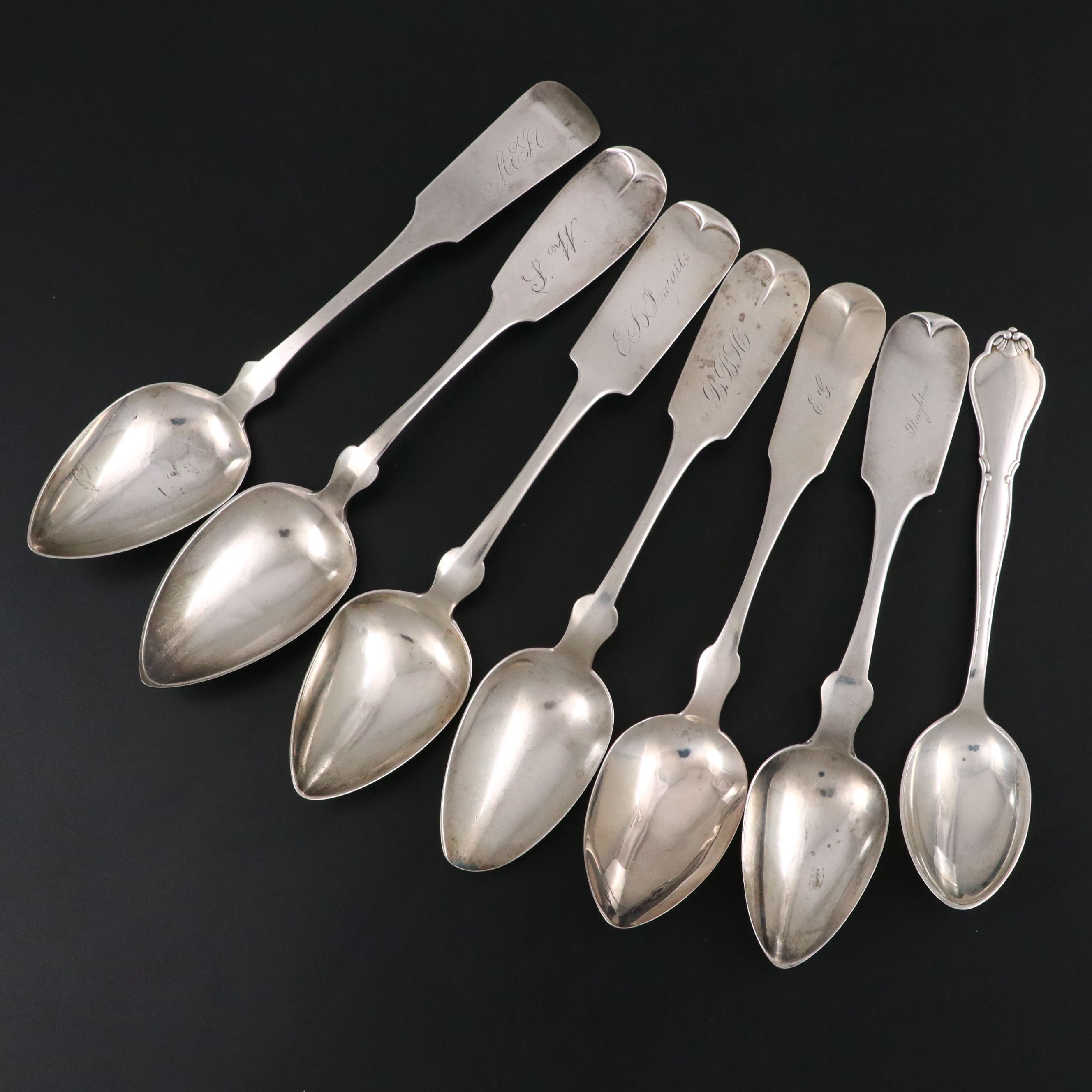 Chicago Coin Silver Fiddlehead Tablespoons with Danish Spoon