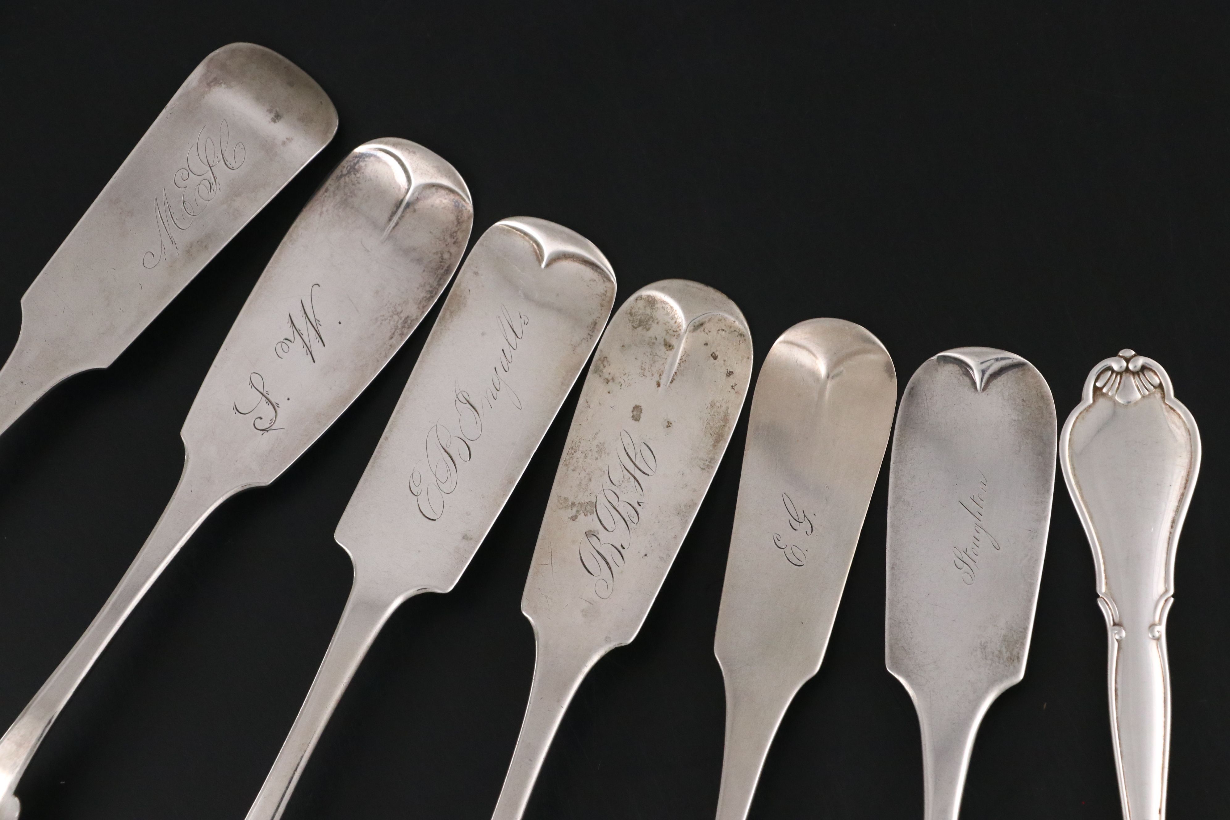 Chicago Coin Silver Fiddlehead Tablespoons with Danish Spoon