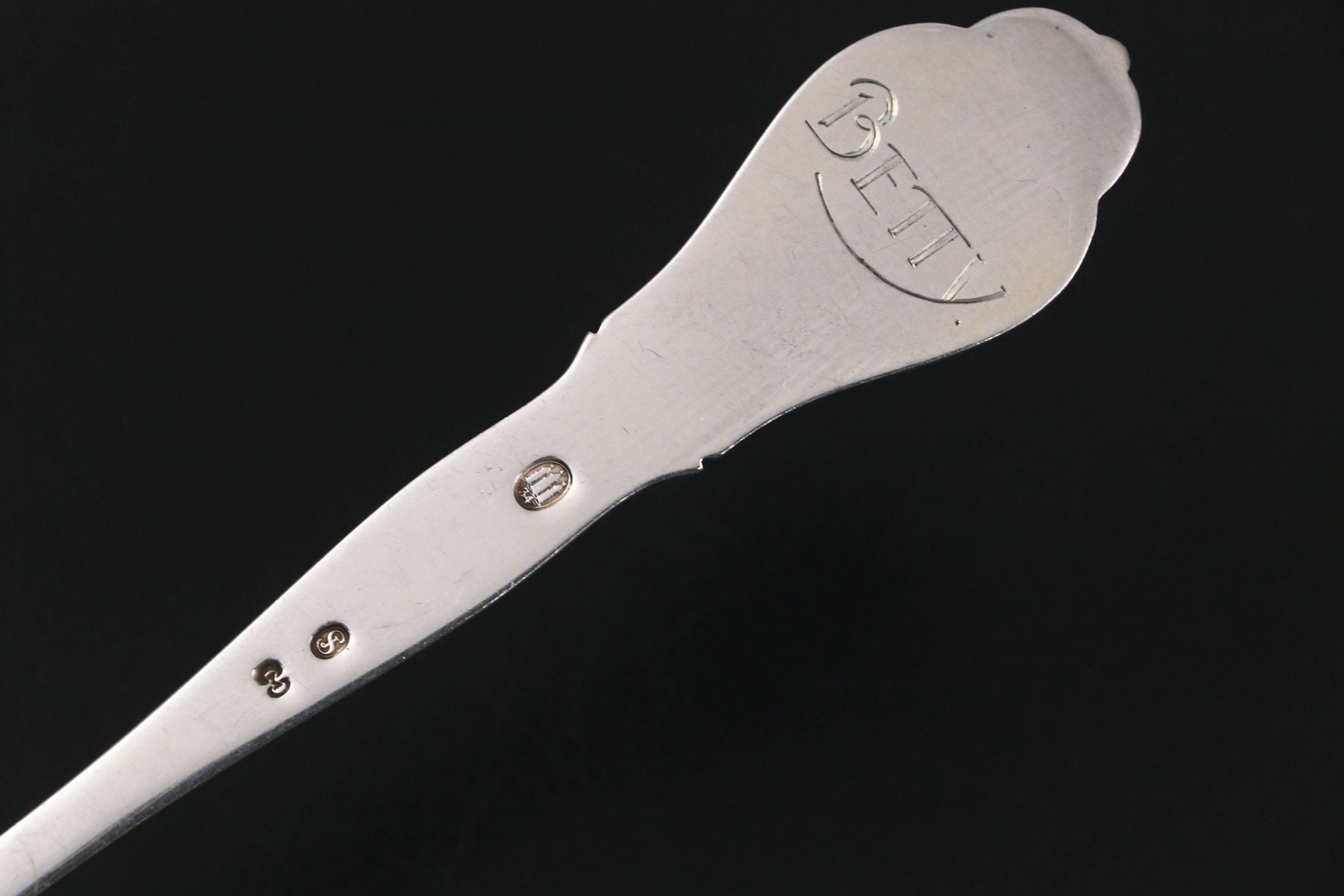 Chicago Coin Silver Fiddlehead Tablespoons with Danish Spoon