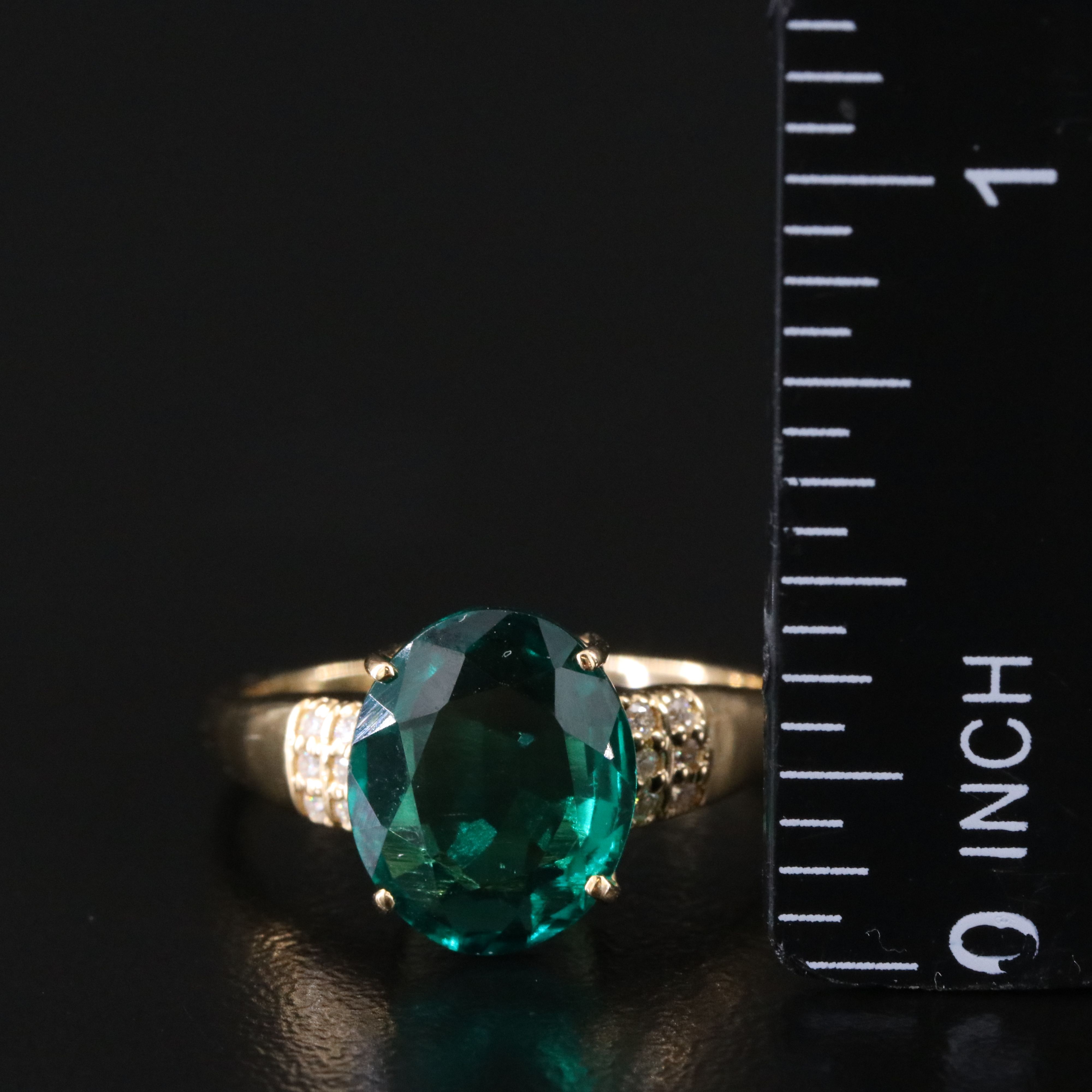 14K 2.45 CT Lab Grown Emerald and Moissanite Ring