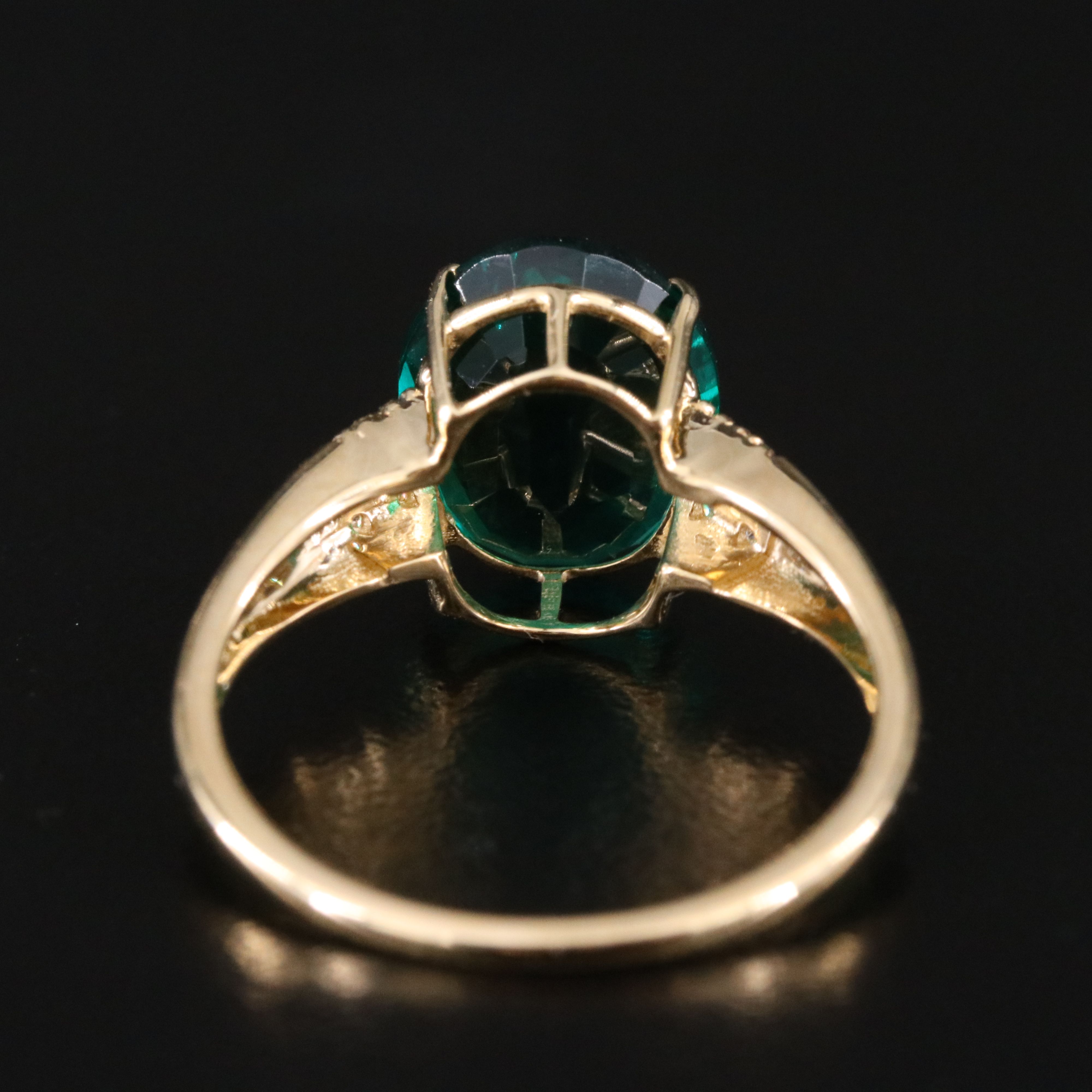 14K 2.45 CT Lab Grown Emerald and Moissanite Ring