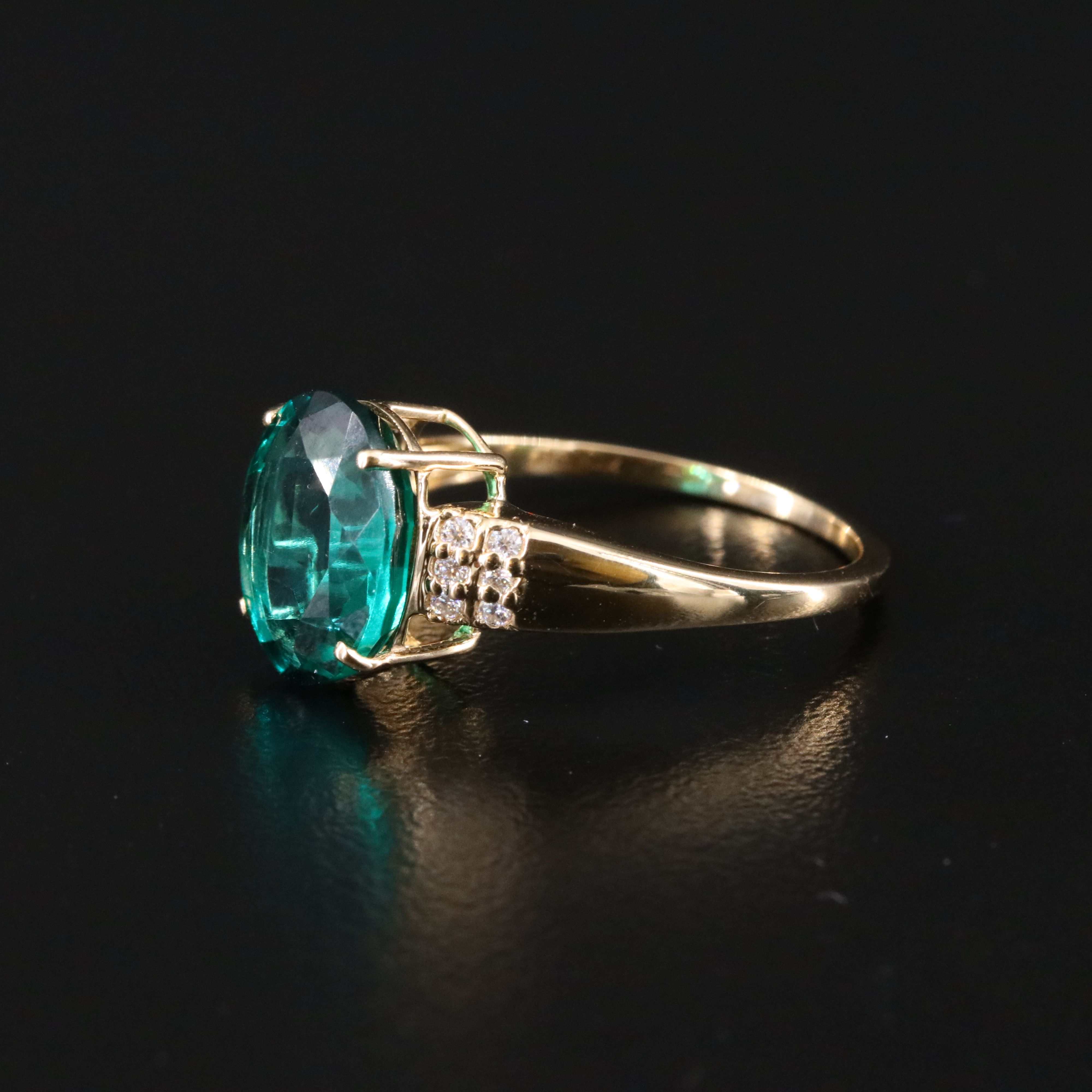 14K 2.45 CT Lab Grown Emerald and Moissanite Ring