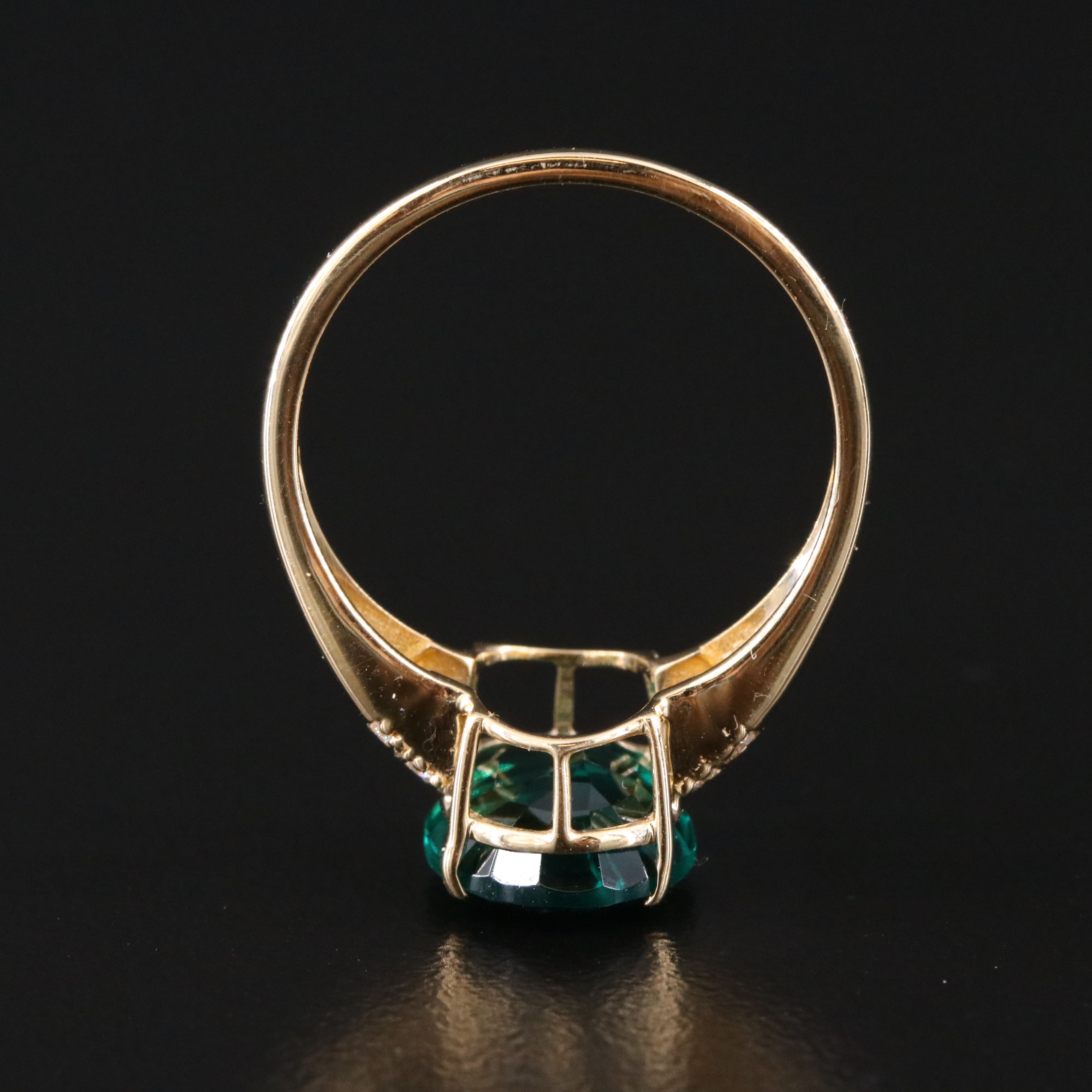 14K 2.45 CT Lab Grown Emerald and Moissanite Ring