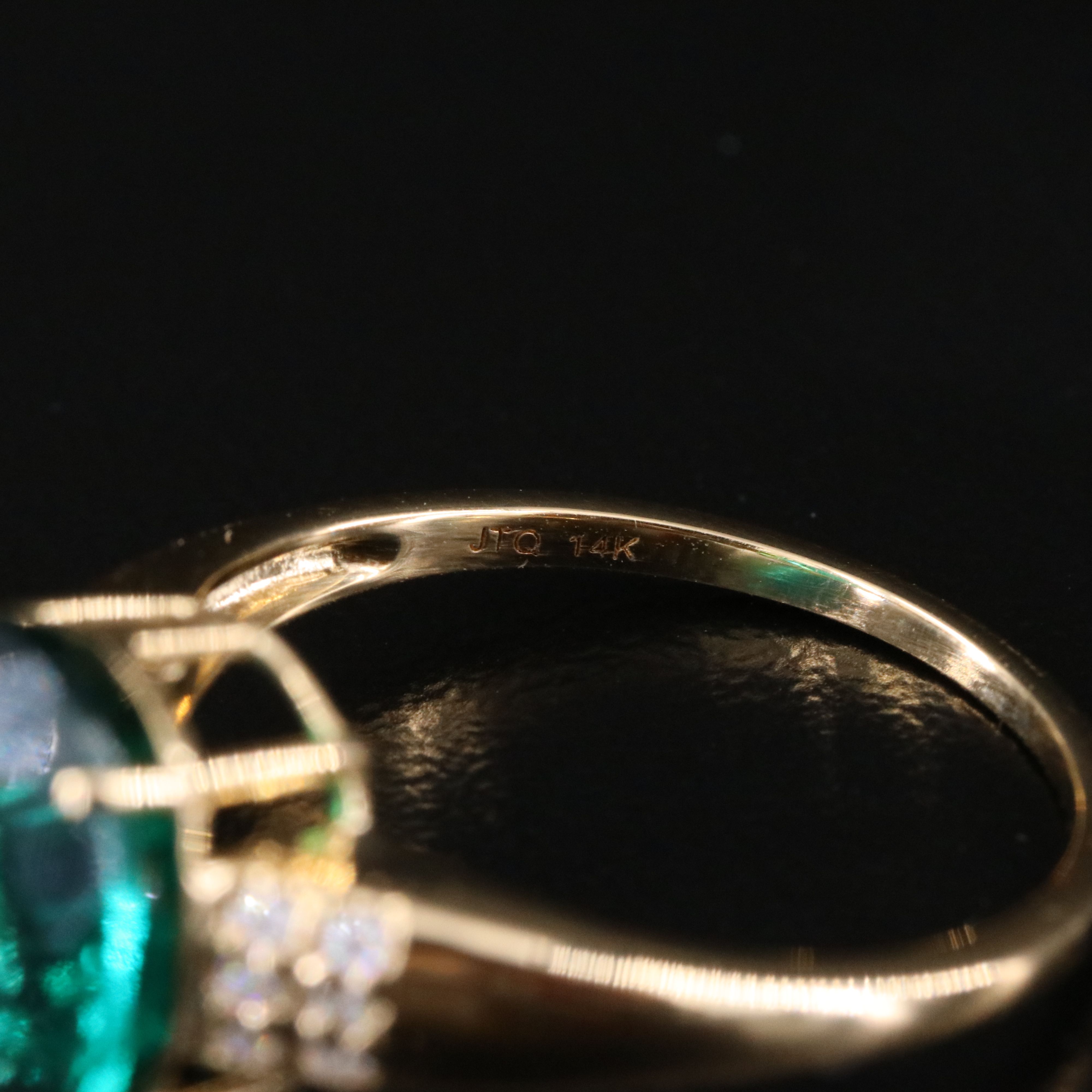 14K 2.45 CT Lab Grown Emerald and Moissanite Ring