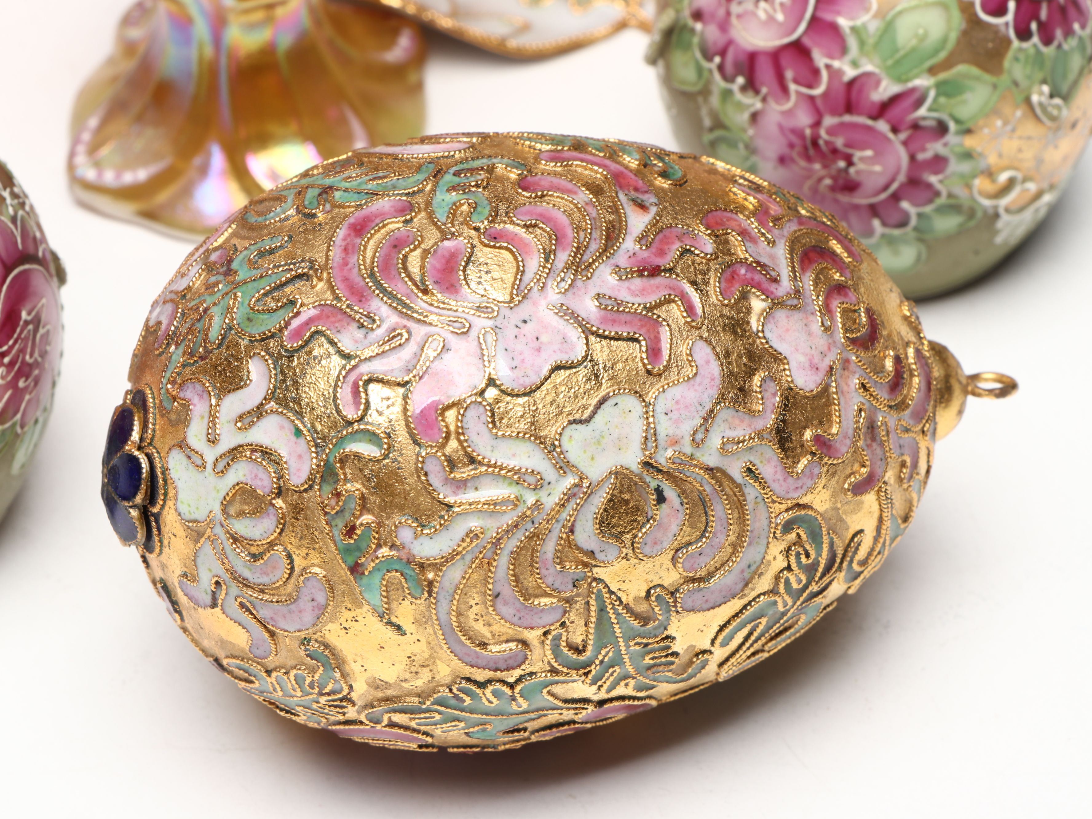 Fenton Glass Perfume Bottle, Cloisonné Bell, and More Table Accessories